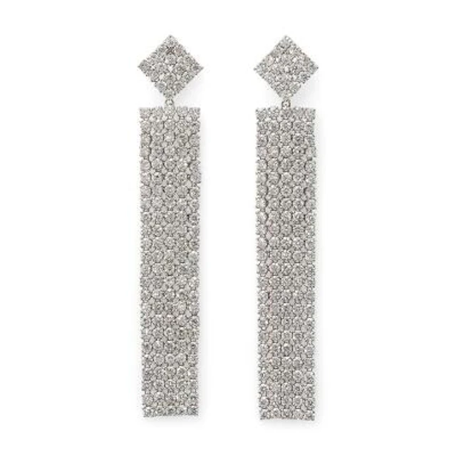 A pair of diamond ear pendants set with numerous brilliant-cut diamonds