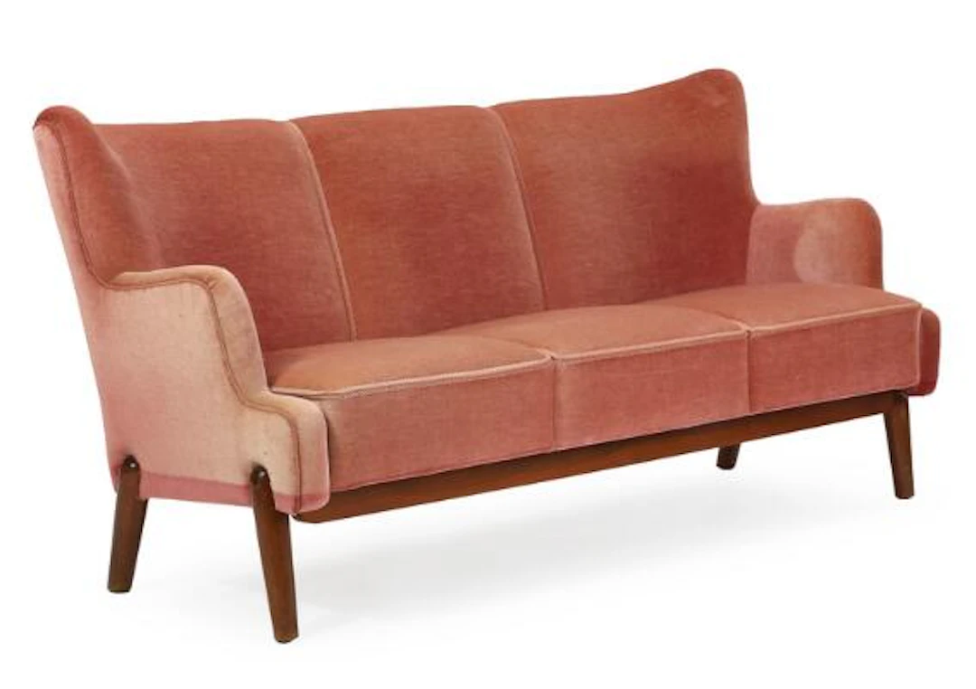 Eva Koppel, Nils Koppel: Three seater sofa with stained beech legs