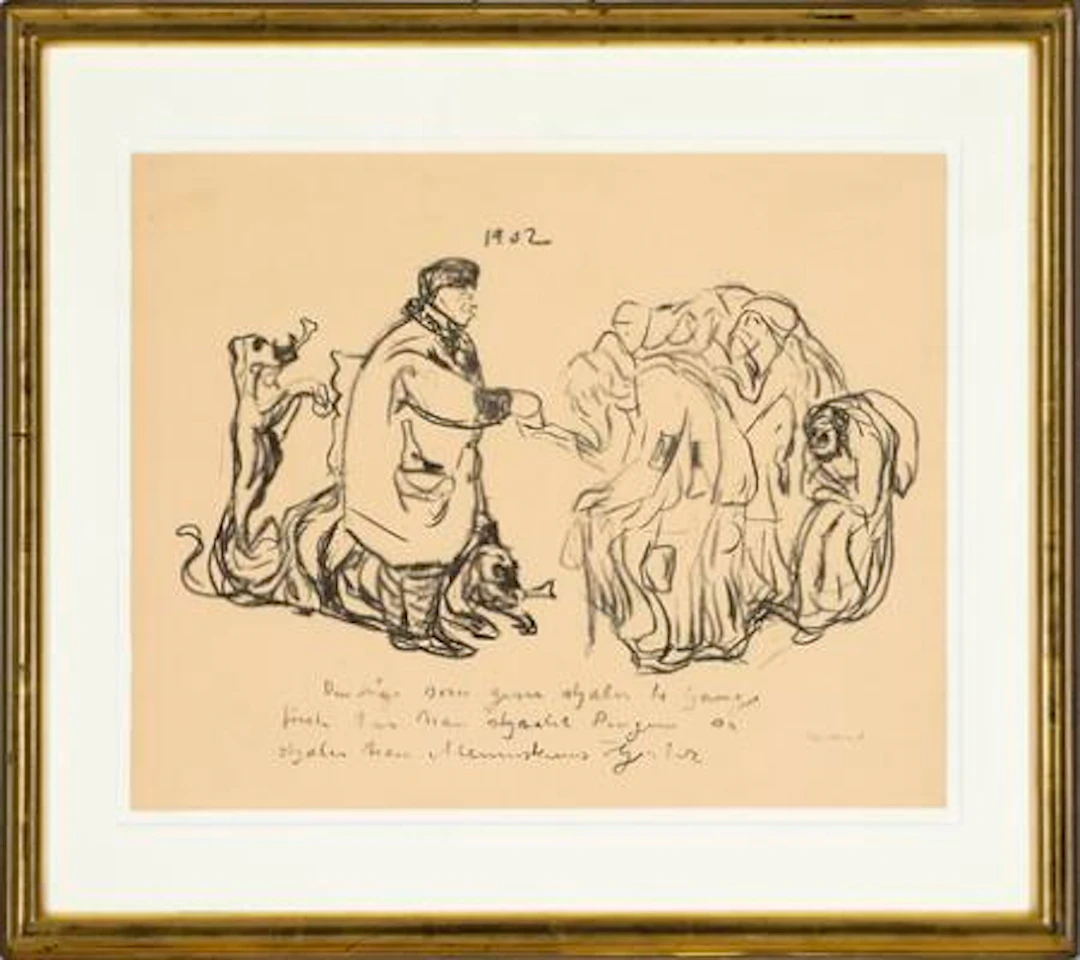 Edvard Munch: "Karikatur: Den rike mann", 1910 or 1911. Signed Edv.