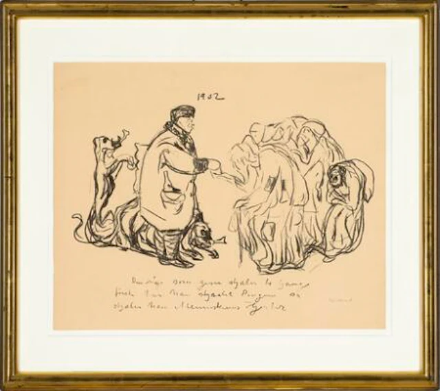Edvard Munch: "Karikatur: Den rike mann", 1910 or 1911. Signed Edv.
