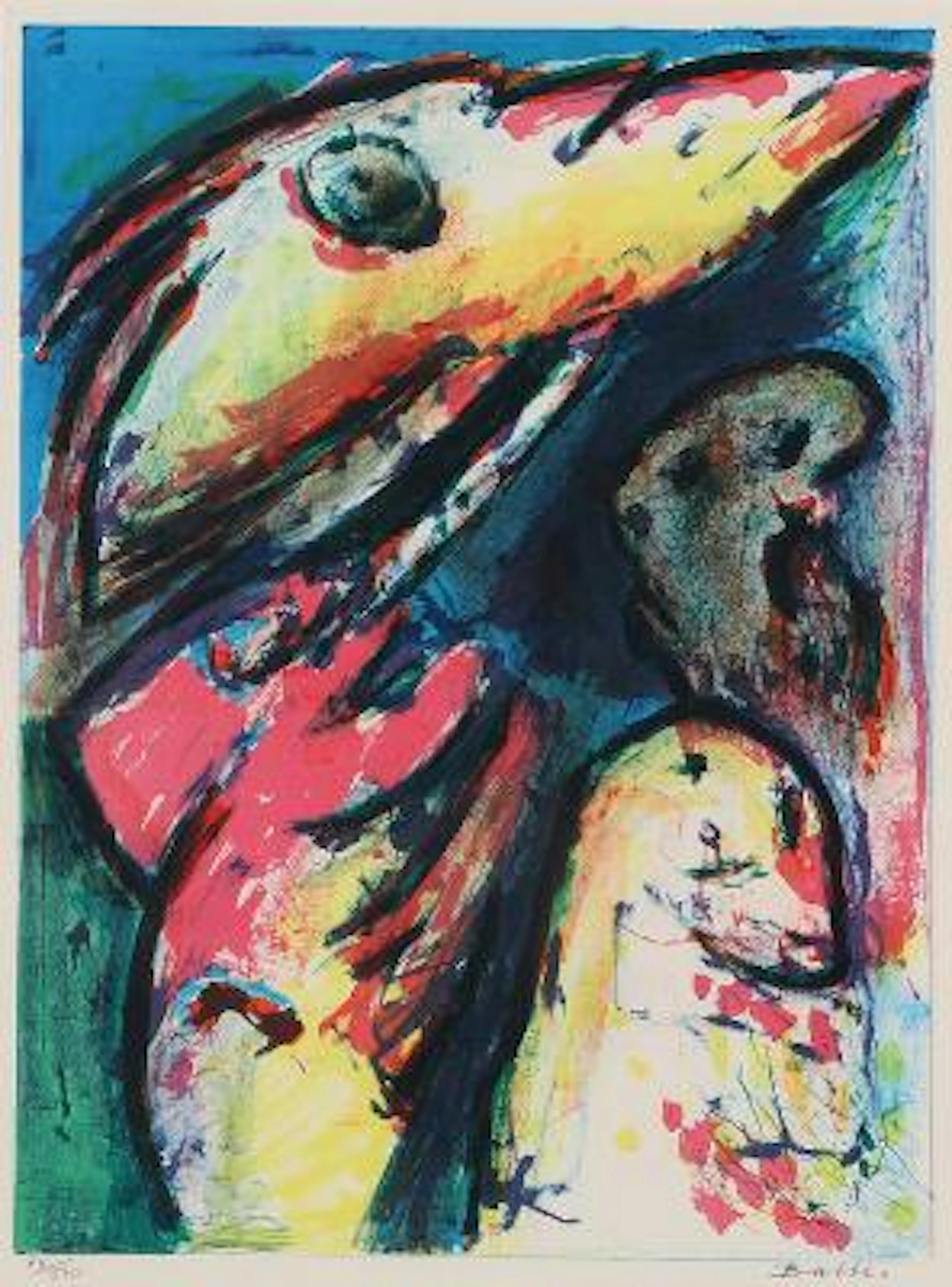 Mogens Balle: Untitled. Signed Balle, 75/530. Lithograph in colours.