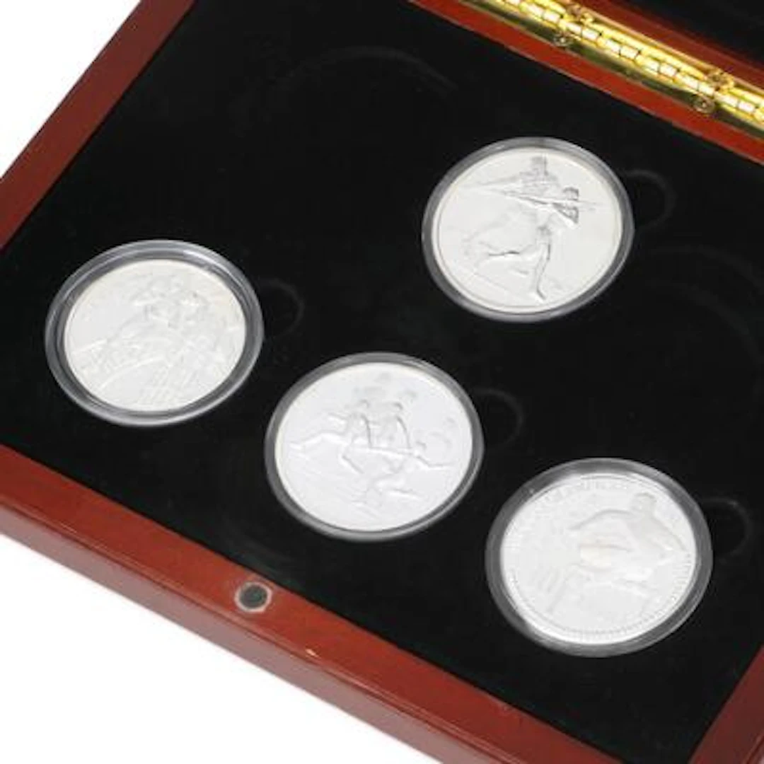 Collection of silver coins commemorating the Athens 2004 Olympics