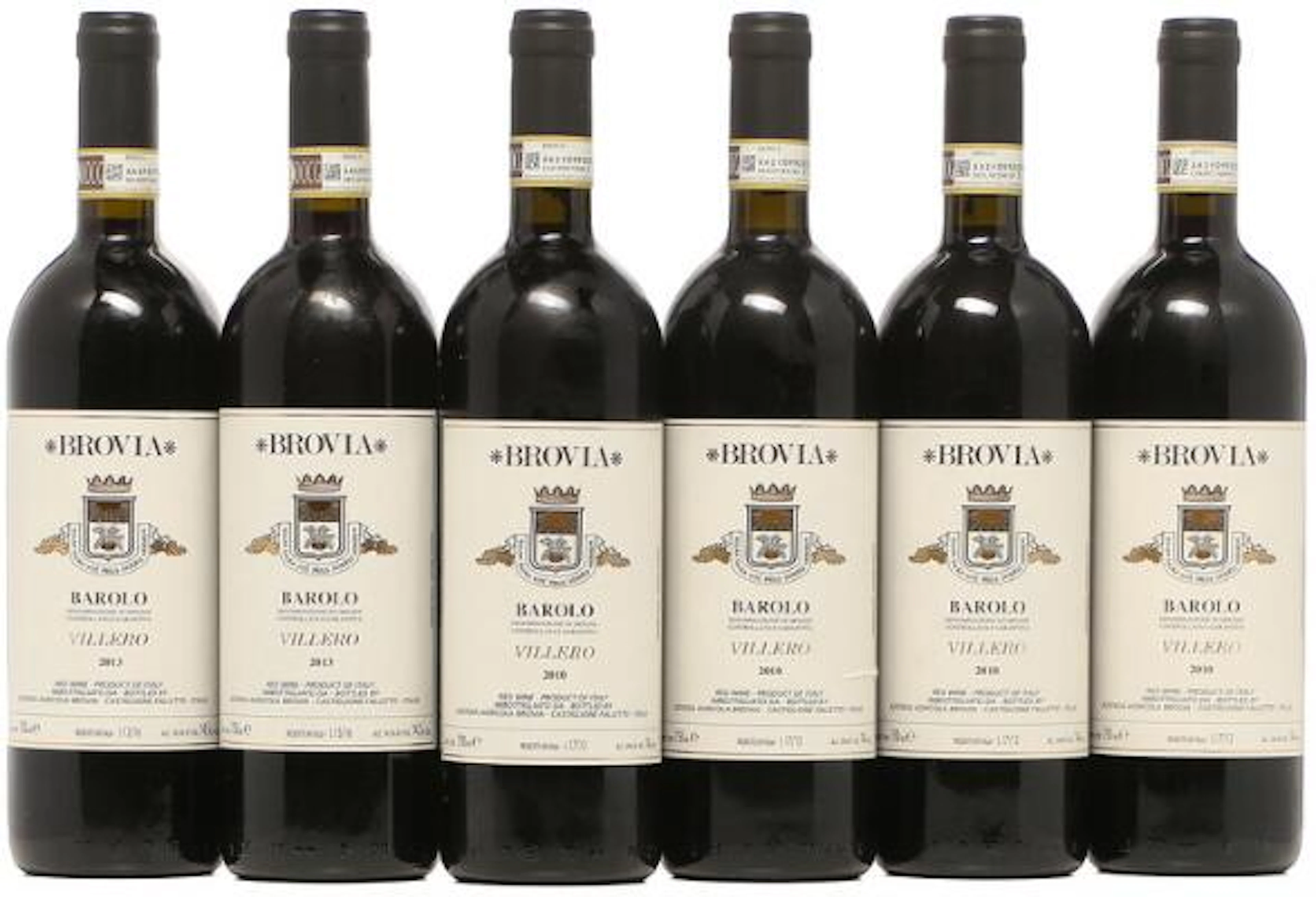4 bts. Barolo "Villero", Brovia 2010 A (hf/in). etc. Total 6 bts.
