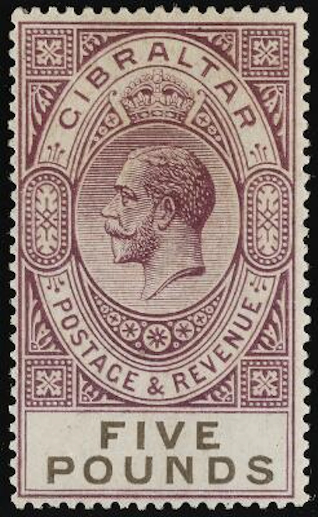 Gibraltar. 1925-32. £5. Very fine MNH copy. Rare stamp. (£1600 as