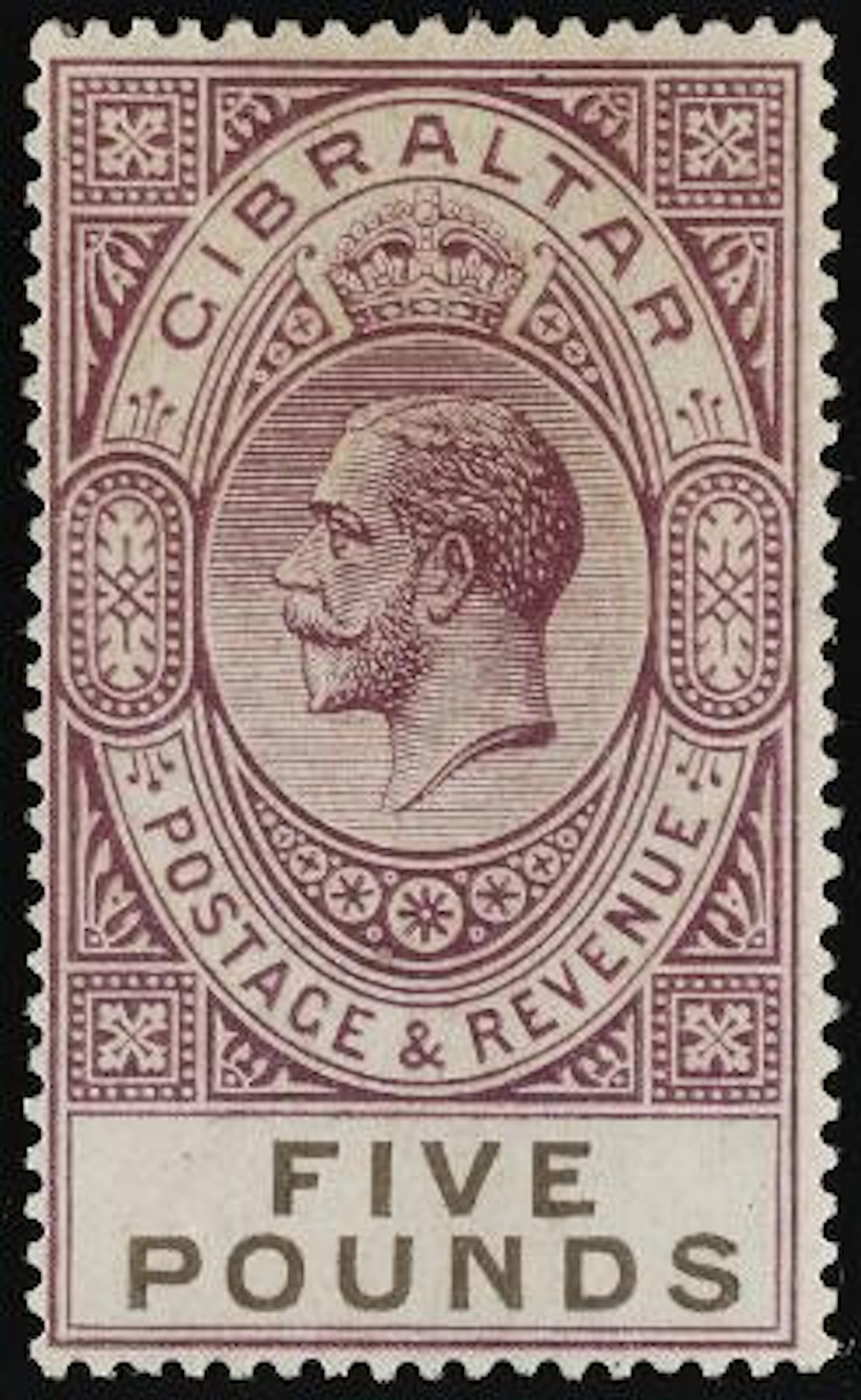 Gibraltar. 1925-32. £5. Very fine MNH copy. Rare stamp. (£1600 as