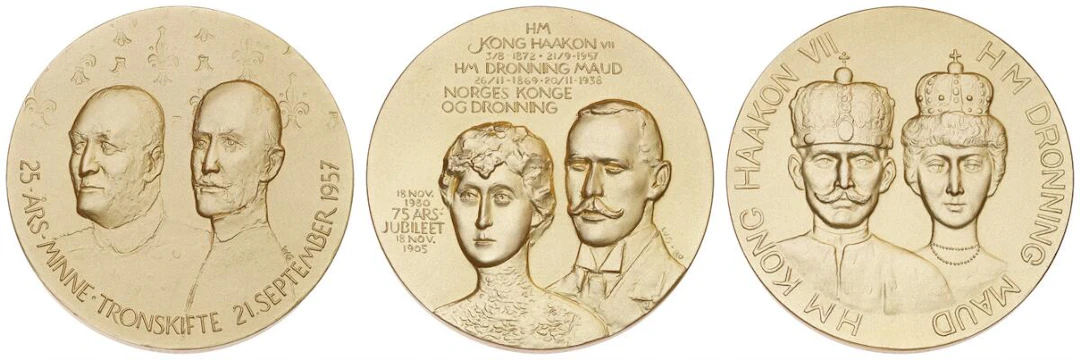 Norway, 3 gold-plated medals, 1980, 1981, and 1983: 75th anniversary