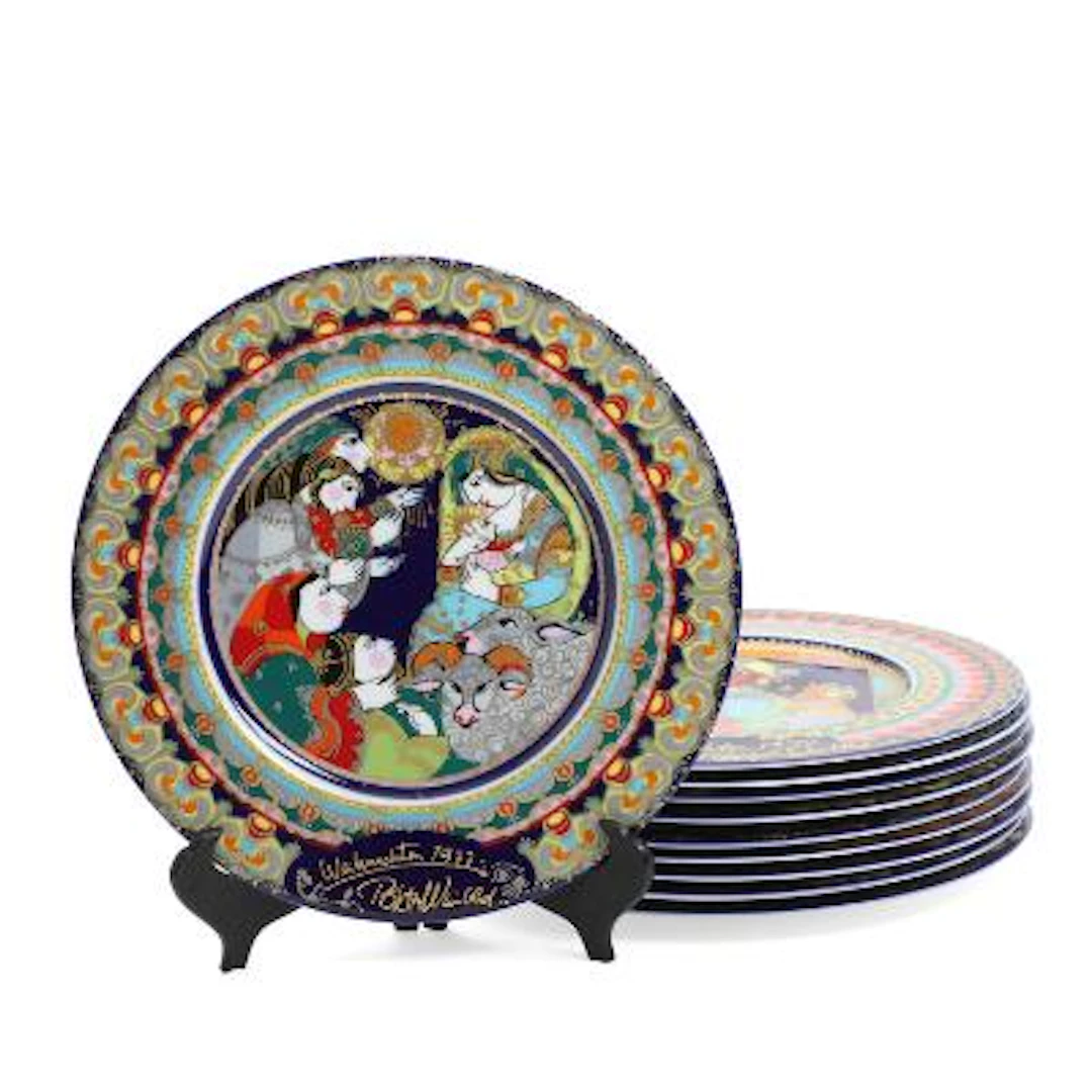 Bjørn Wiinblad: “Weihnachtsteller”. 02 porcelain Christmas plates
