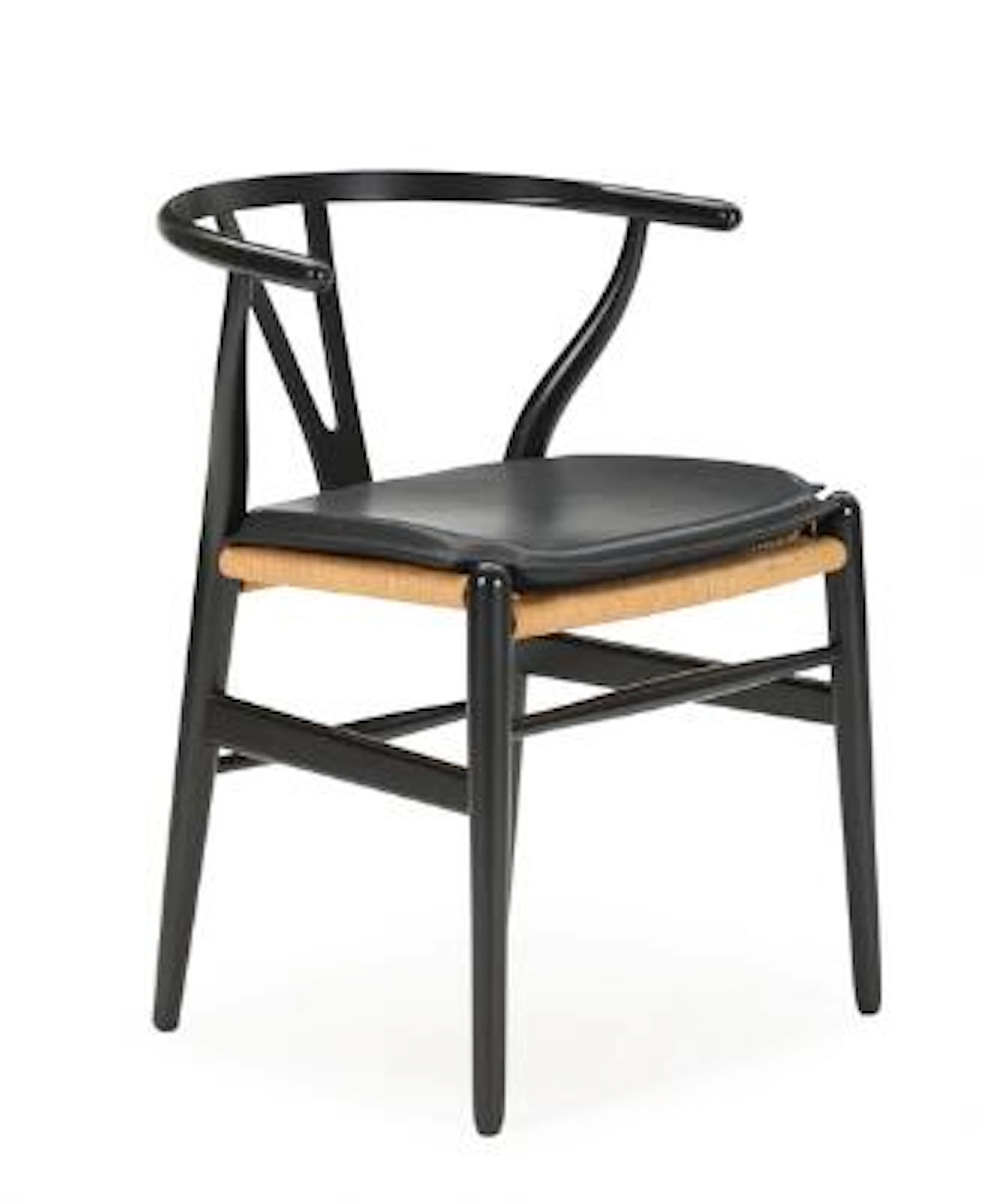 Hans J. Wegner: "Y-Chair/Wishbone Chair". A black lacquered wooden