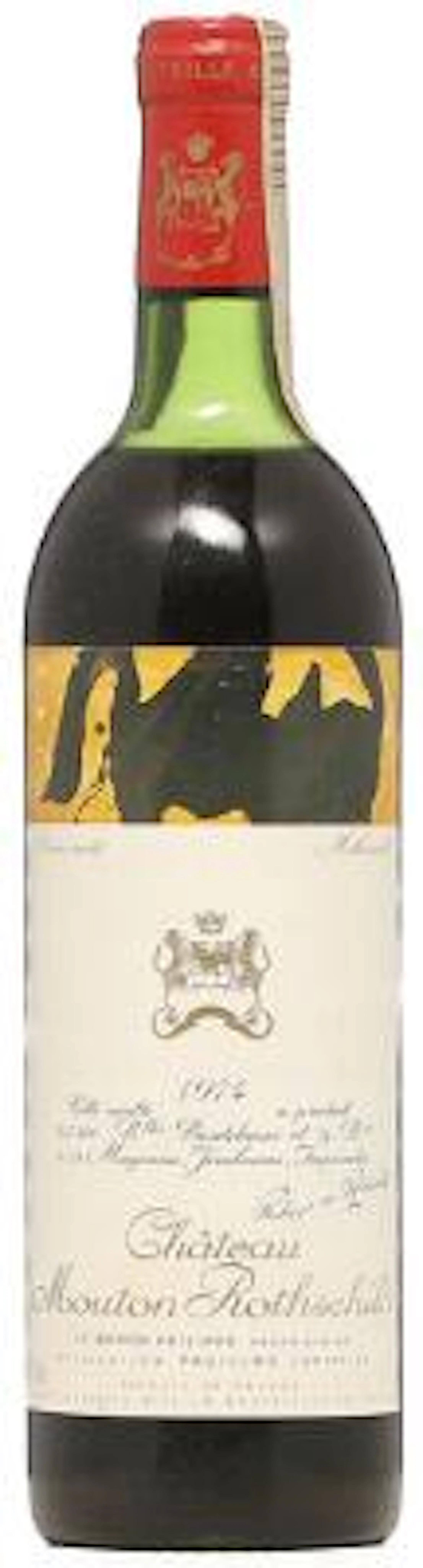 1 bt. Château Mouton Rothschild, Pauillac. 1. Cru Classé 1974 B (ts/us).