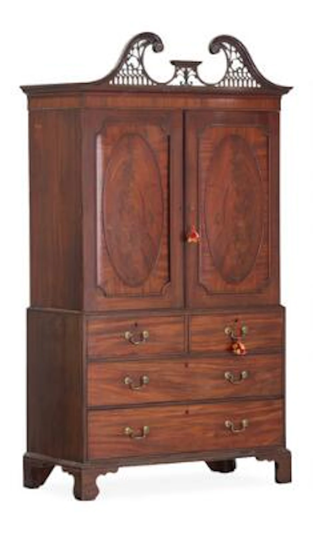 A George III linen press, mahogany cabinet. Late 18th century. . H.