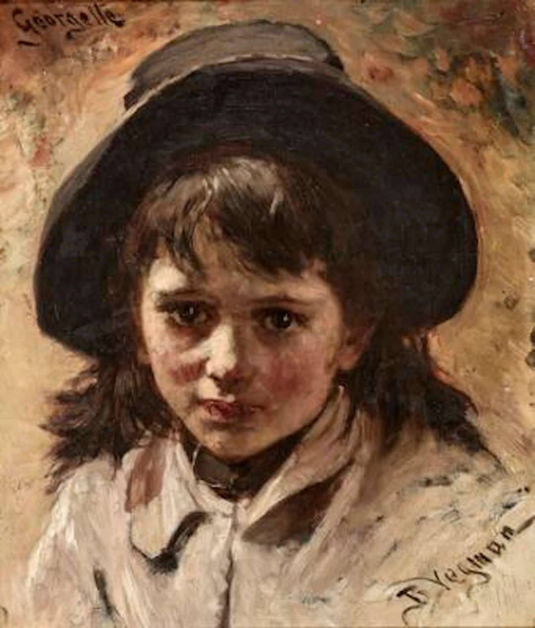 Bertha Wegmann: "Georgette". Portrait of a Young Girl. Signed B. Vegman.
