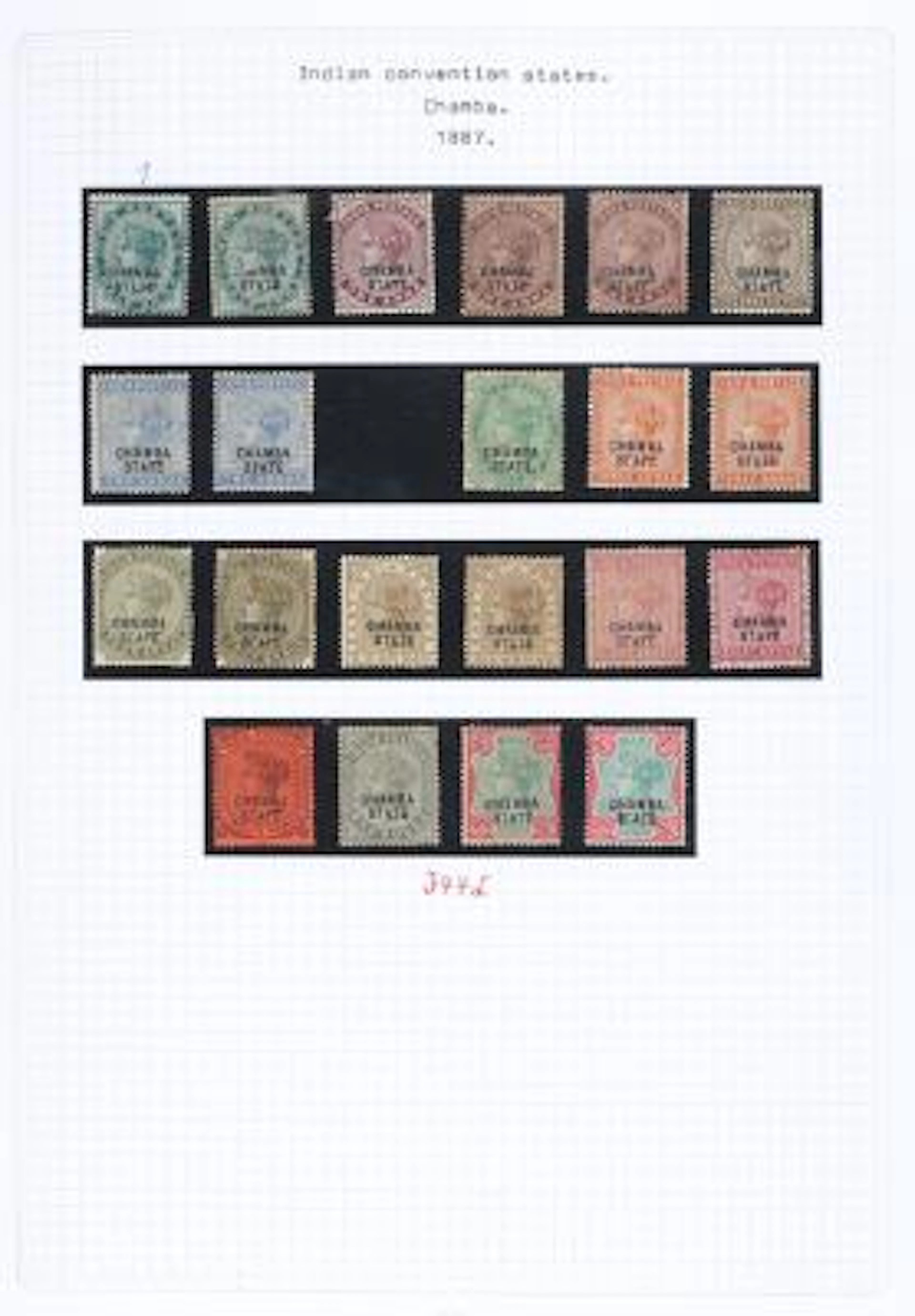 Indian States. Very fine collection on homemade albumpages in a ring