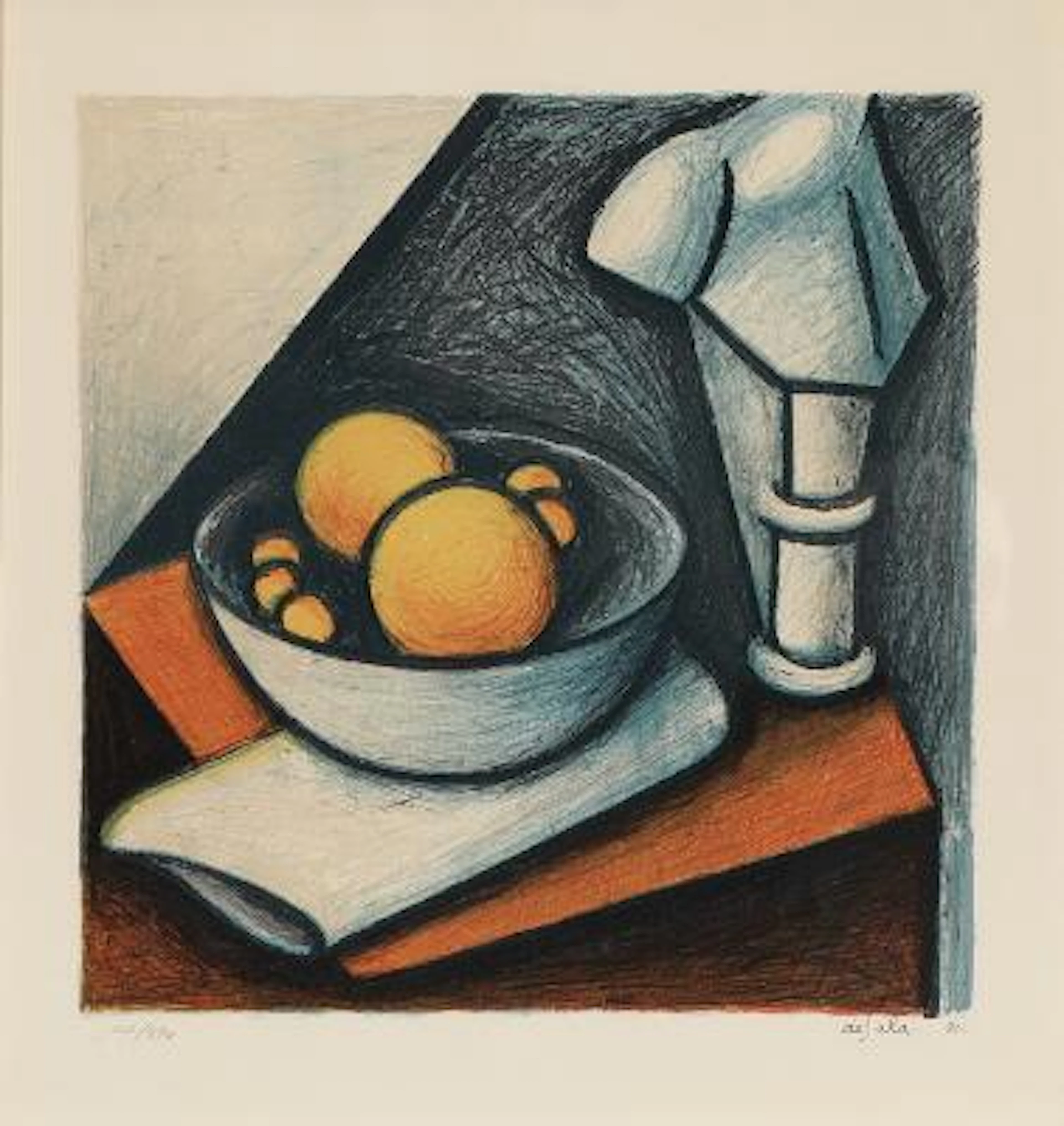 Eugène de Sala: Still life with bowl of fruit. Signed de Sala 80