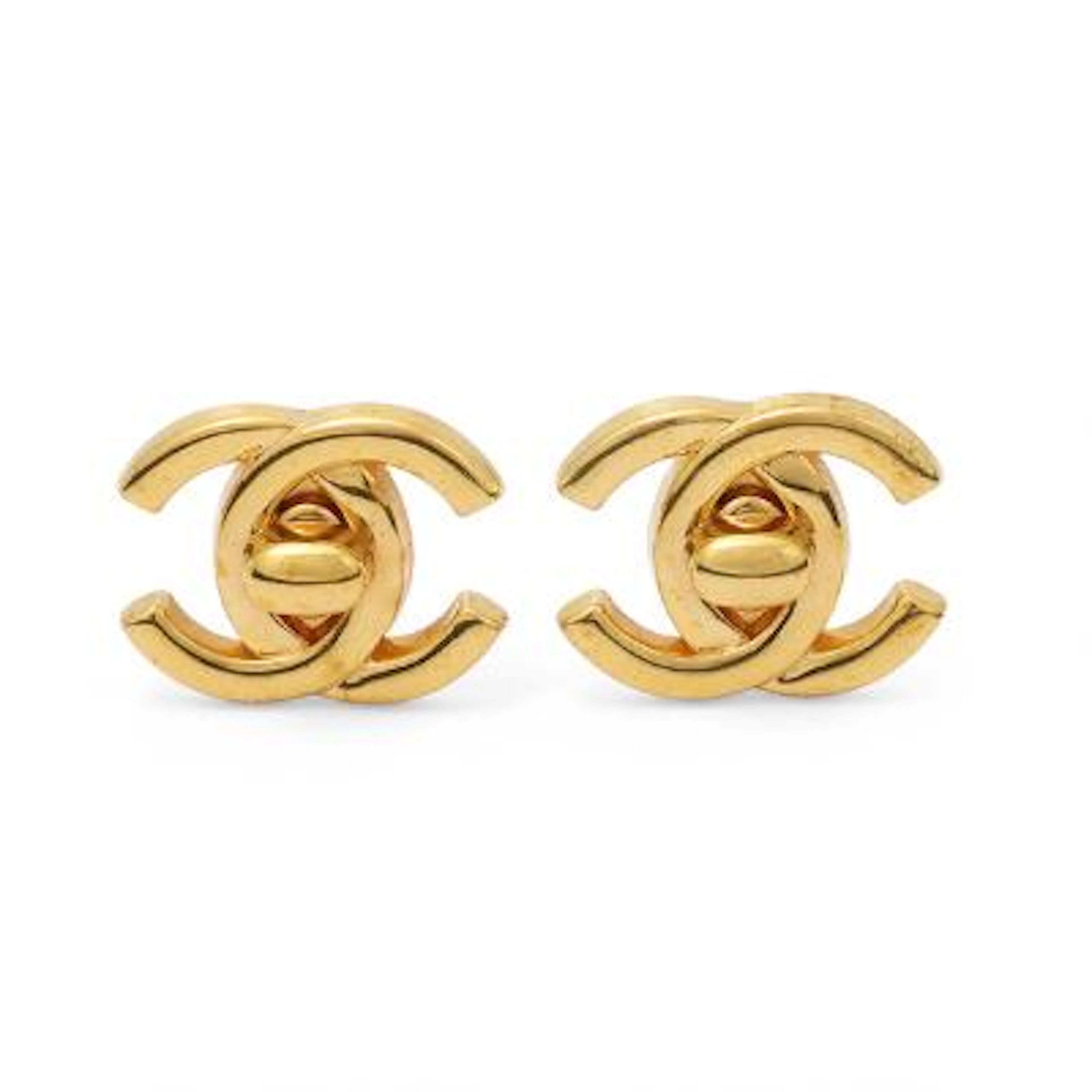 Chanel: A pair of ear clips in the shape of CC logos, mounted in gilded