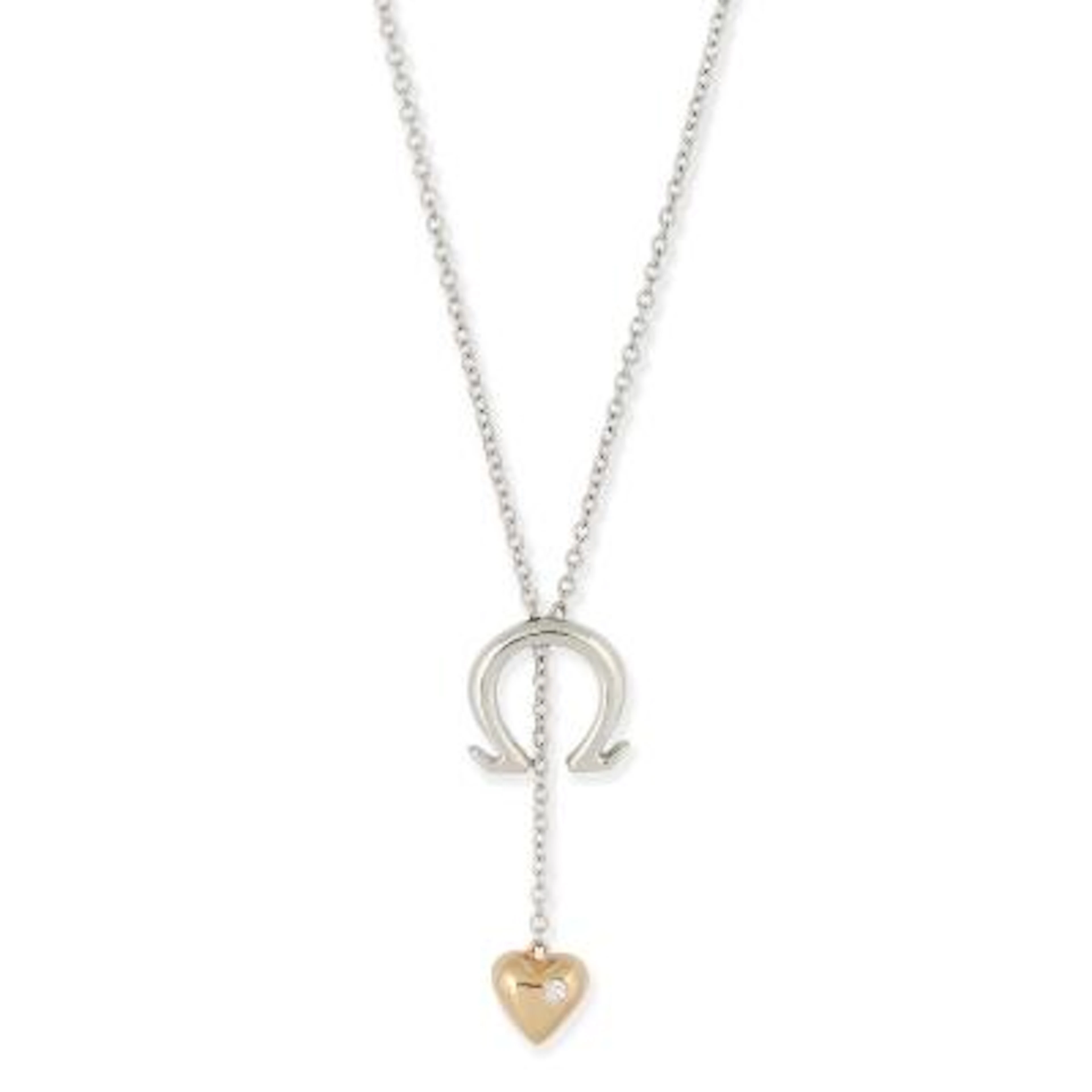 Omega necklace and pendant set with a diamond mounted in 18k gold
