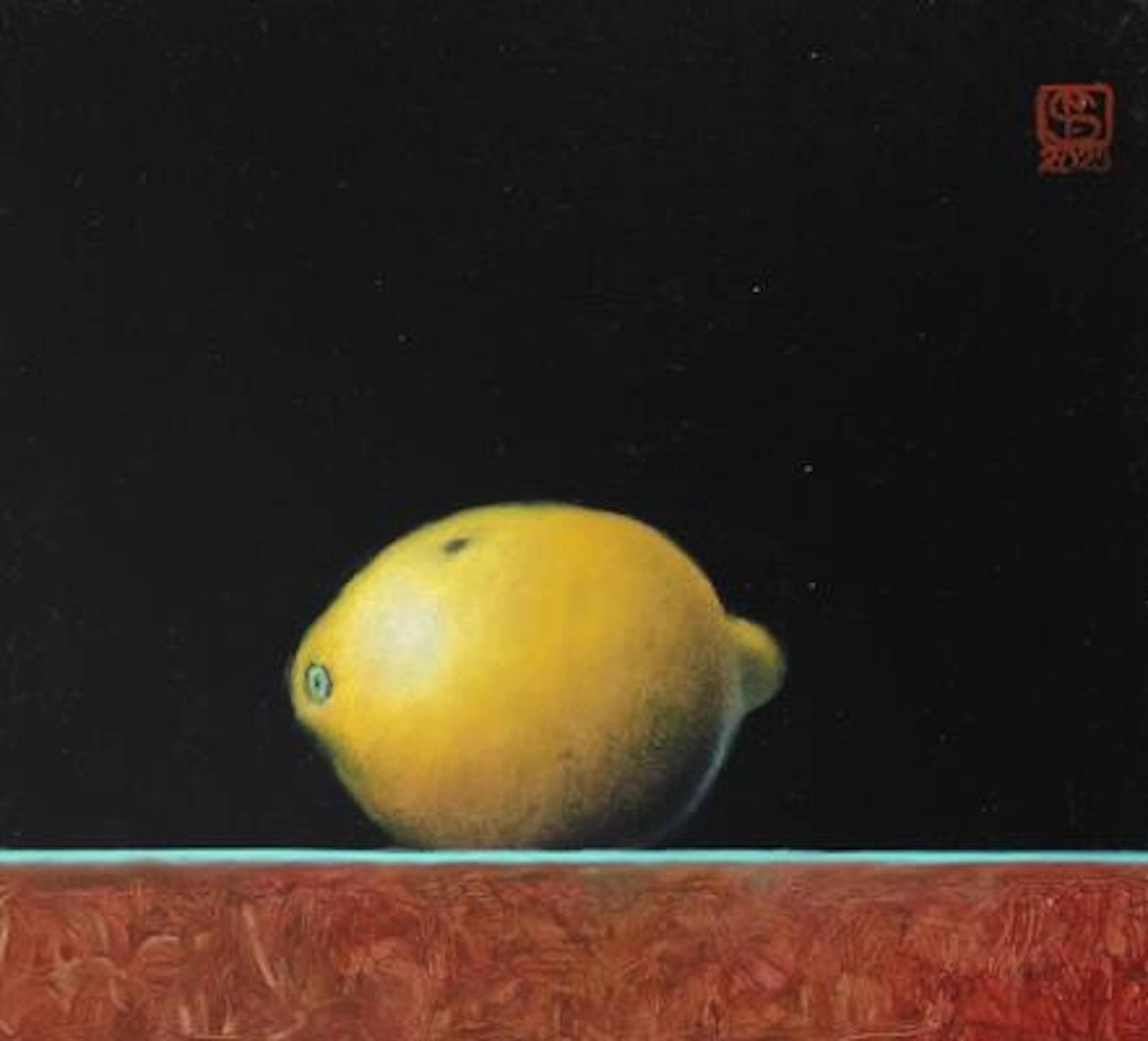 Niels Erik Skovballe: “Citron”, 2023. Signed monogram. Oil on board.