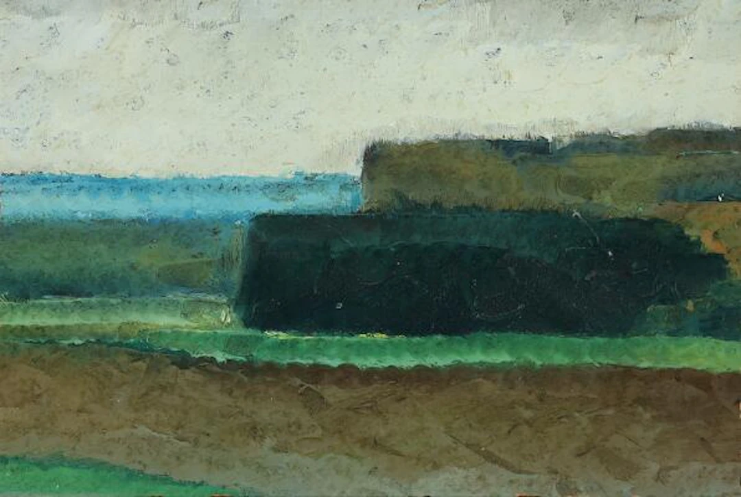 Jeppe Vontillius: Landscape, Lønholt. Unsigned. Oil on panel. 18 x