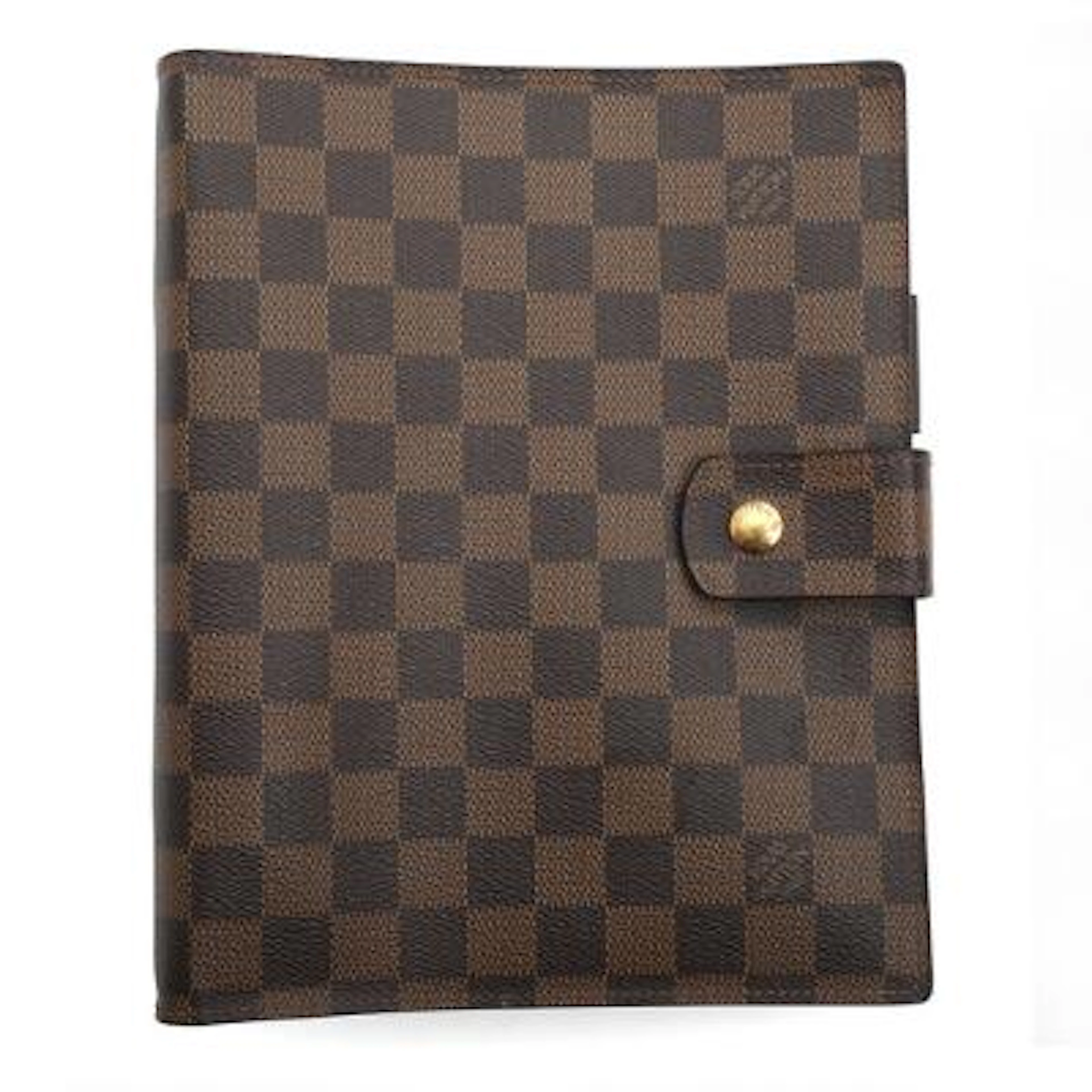 Louis Vuitton: A calendar cover of Damier Ebene with gold tone hardware