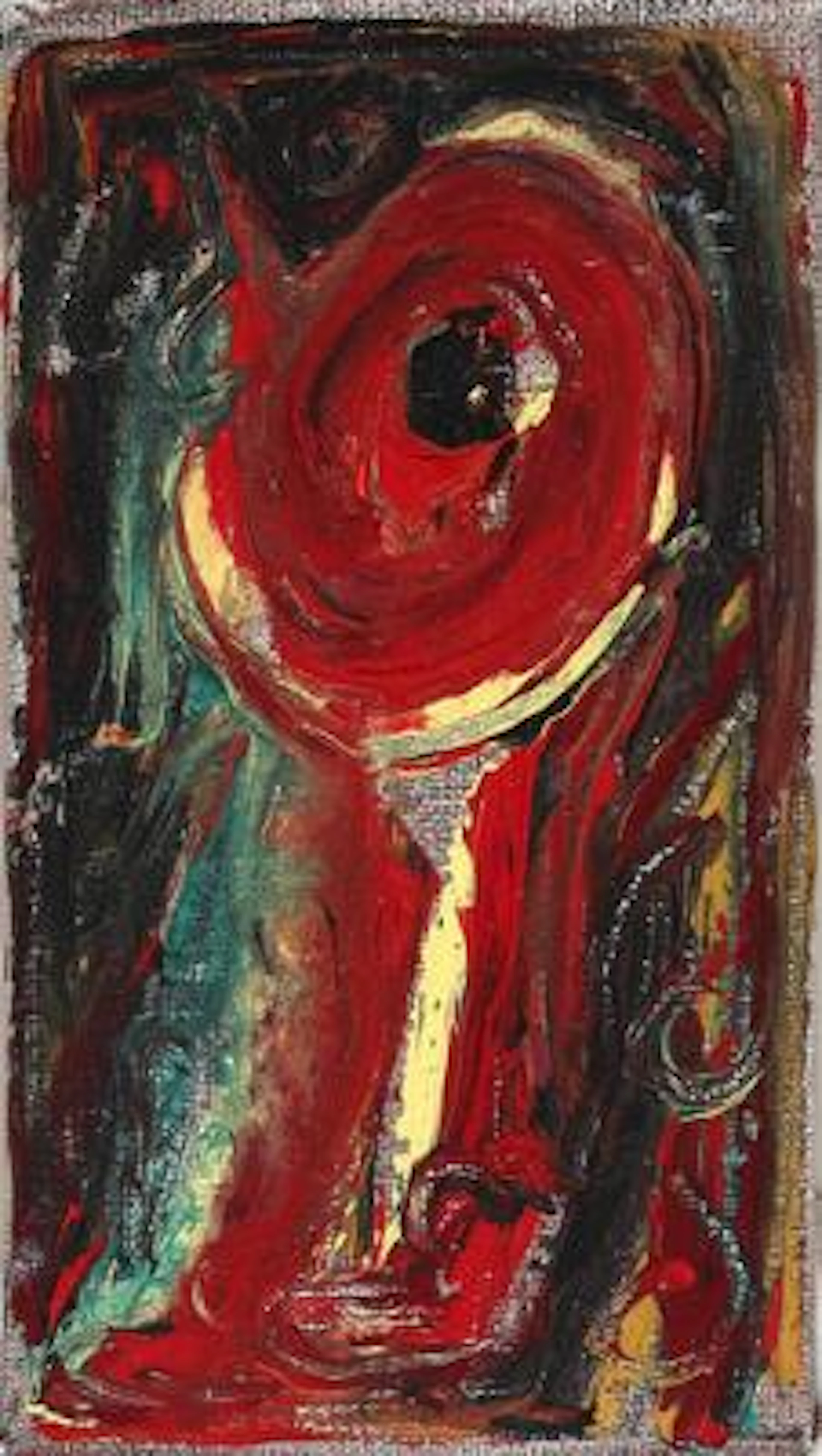 Carl-Henning Pedersen: Untitled. Unsigned. Oil on canvas. 16 x 9 cm.
