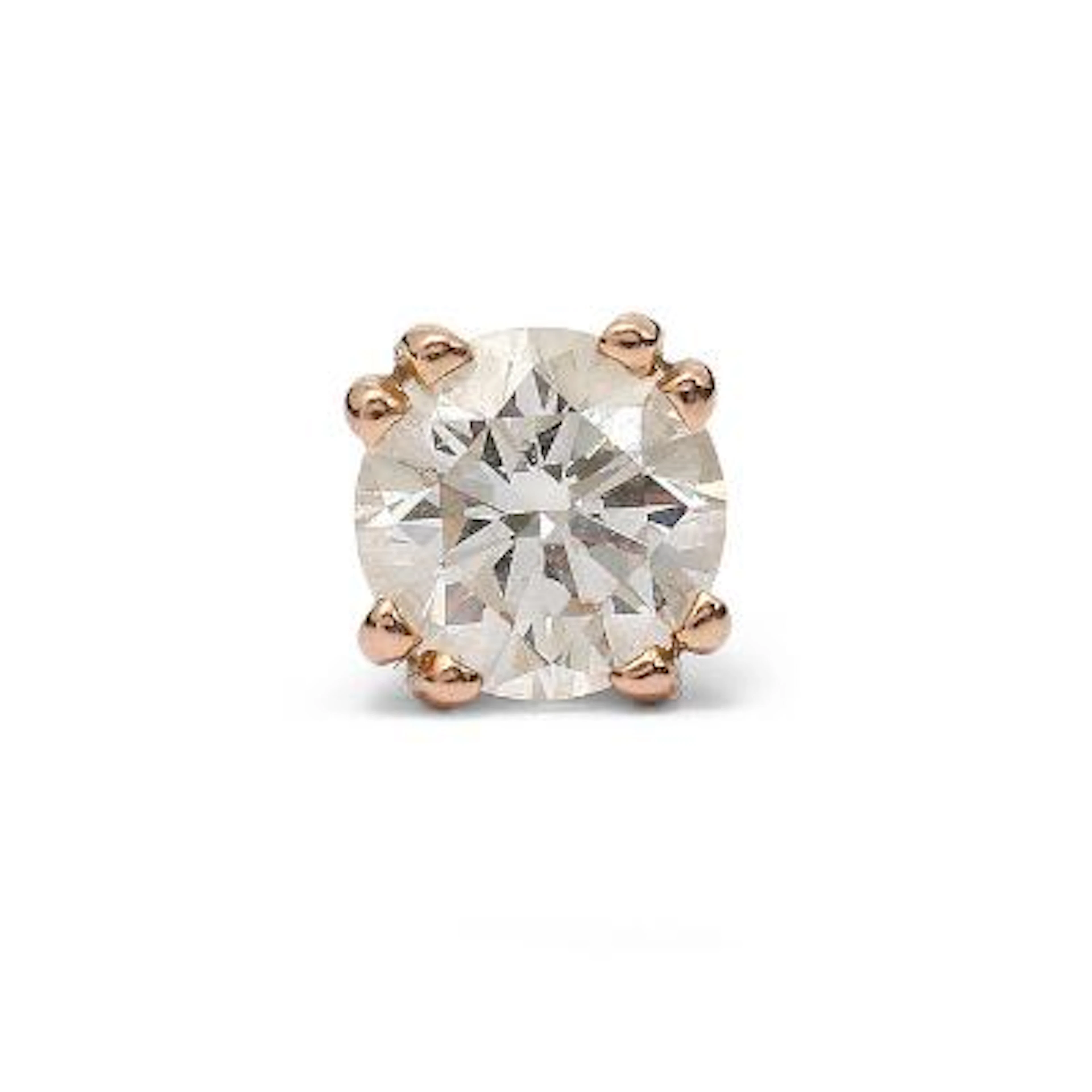 A diamond ear stud set with a brilliant-cut diamond, mounted in 14k