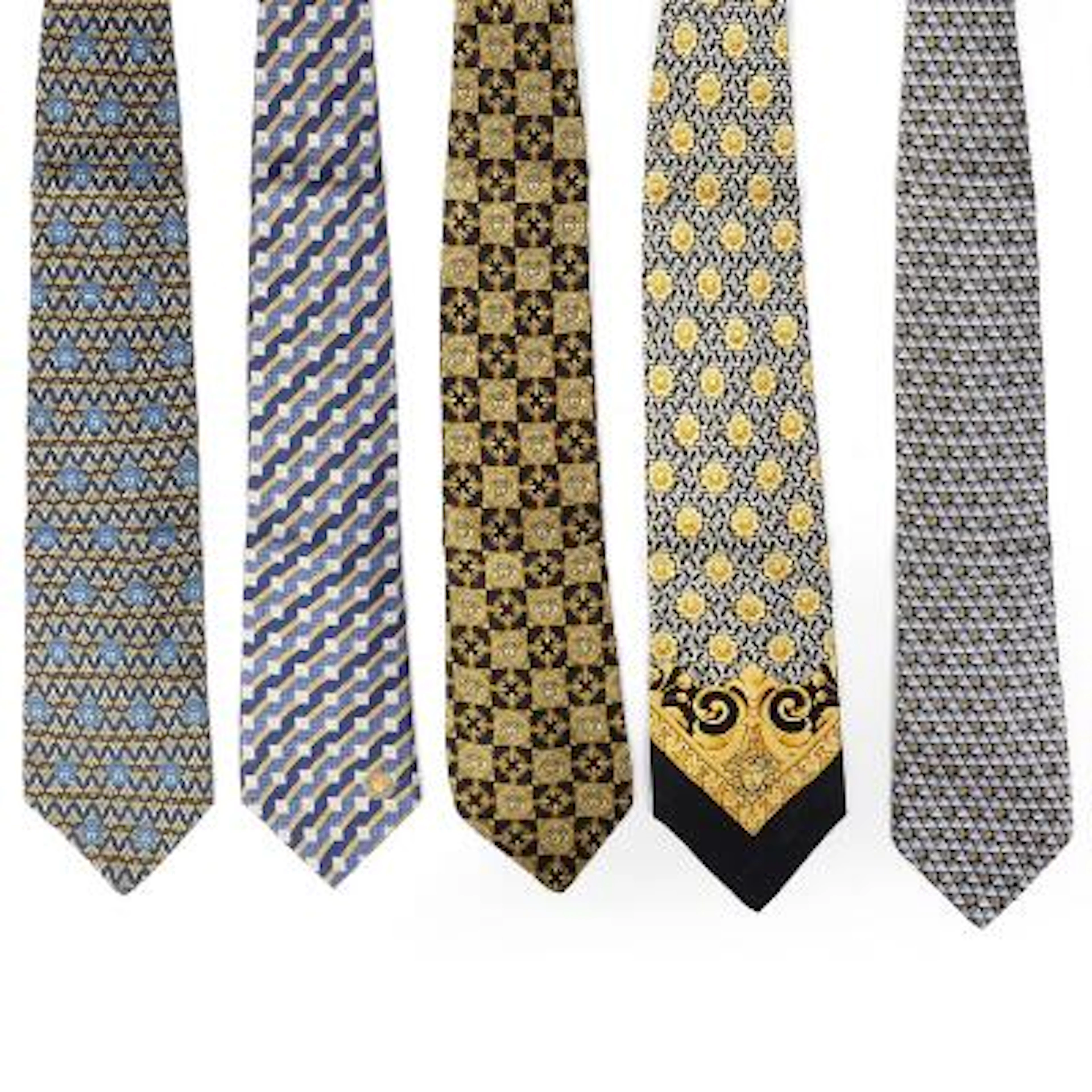 Gianni Versace: A collection comprising of five silk ties each with