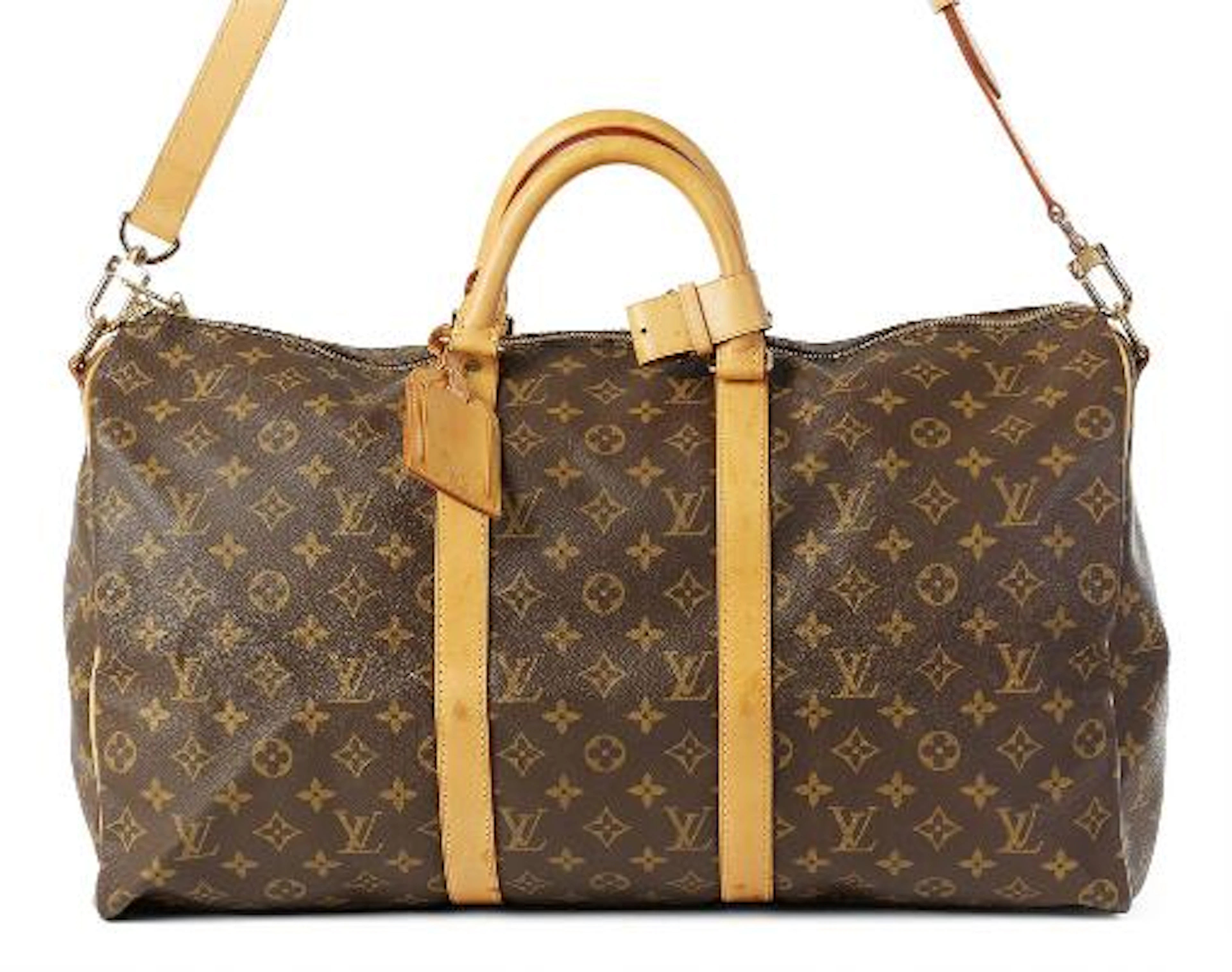 Louis Vuitton: A "Keepall Bandoulière 50" travel bag of brown monogram