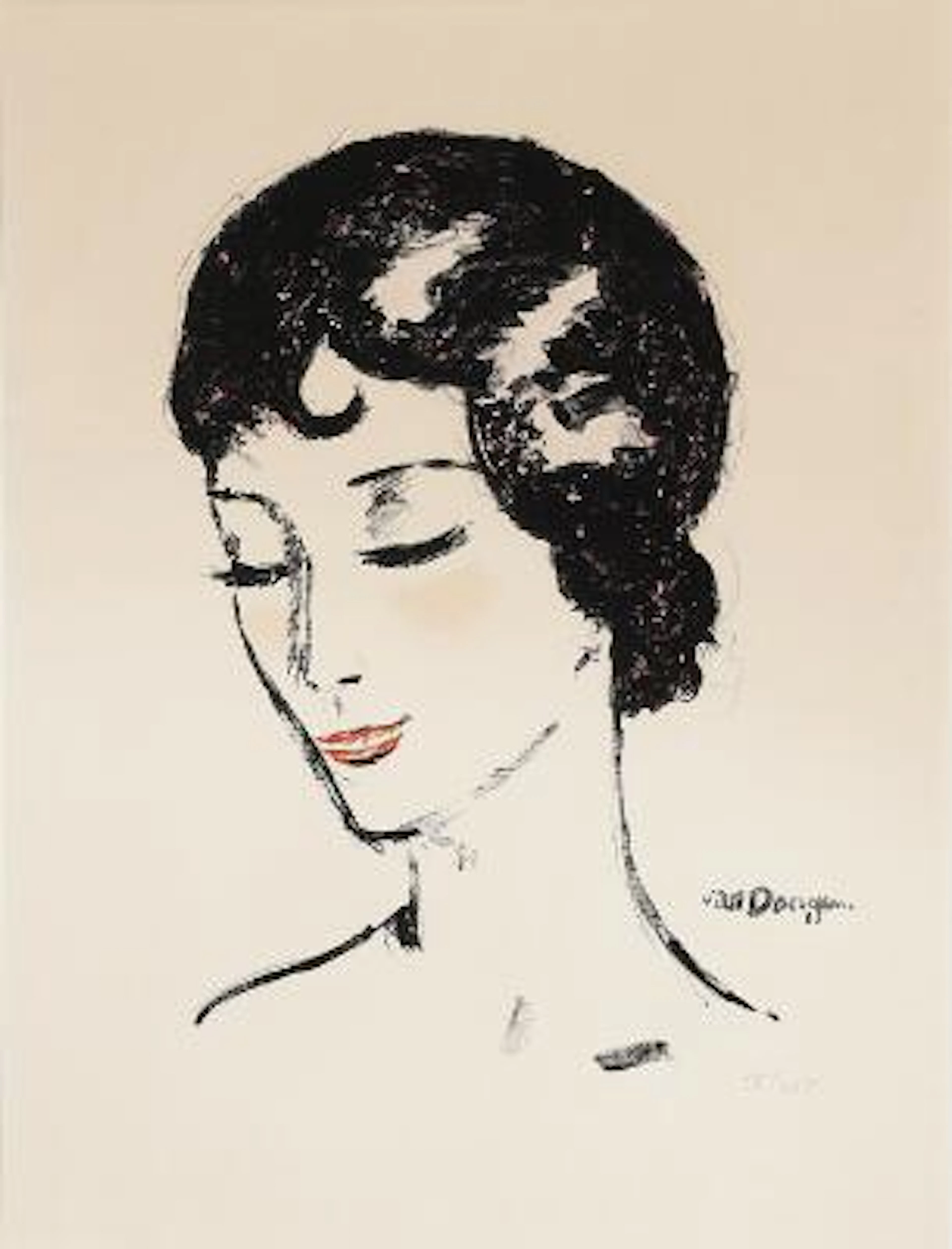 Kees van Dongen: Jeune femme les yeux baissés”, ca. 1929/30. Signed