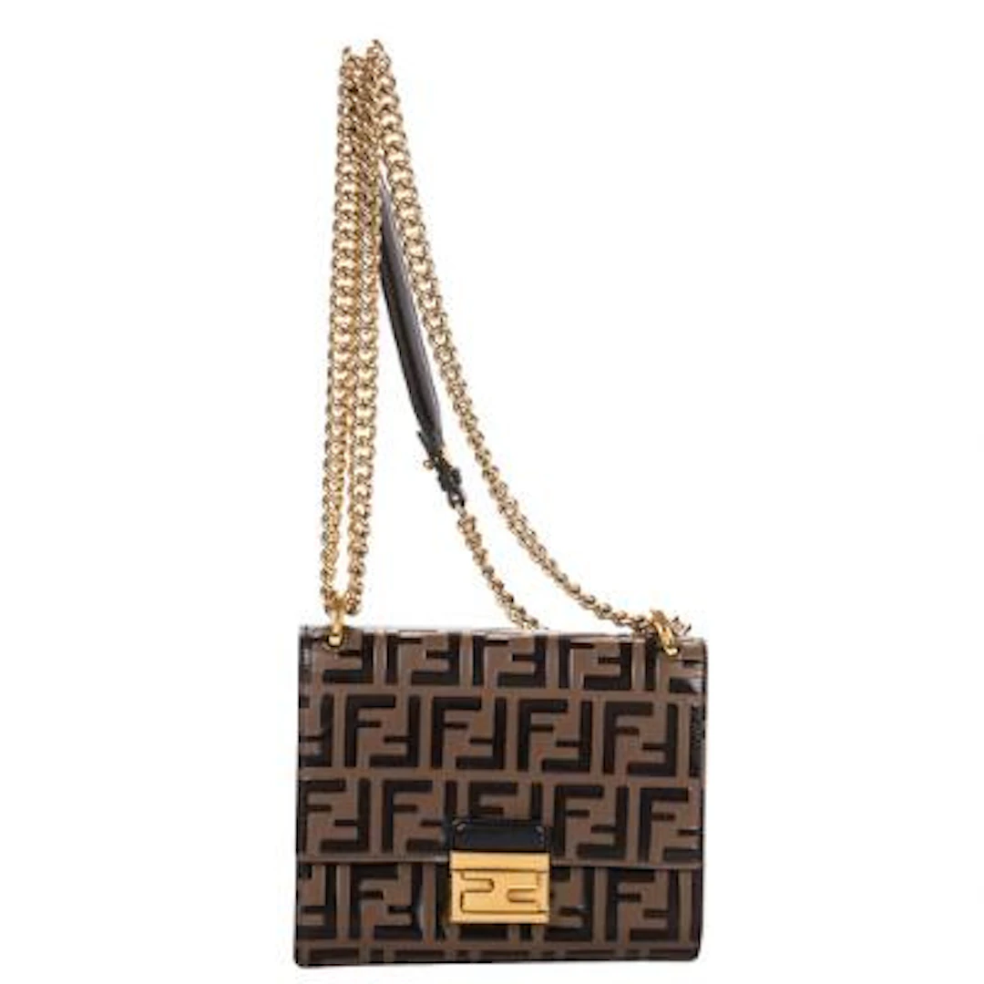 Fendi: A "Kan U" bag in black/brown monogram leather with black leather