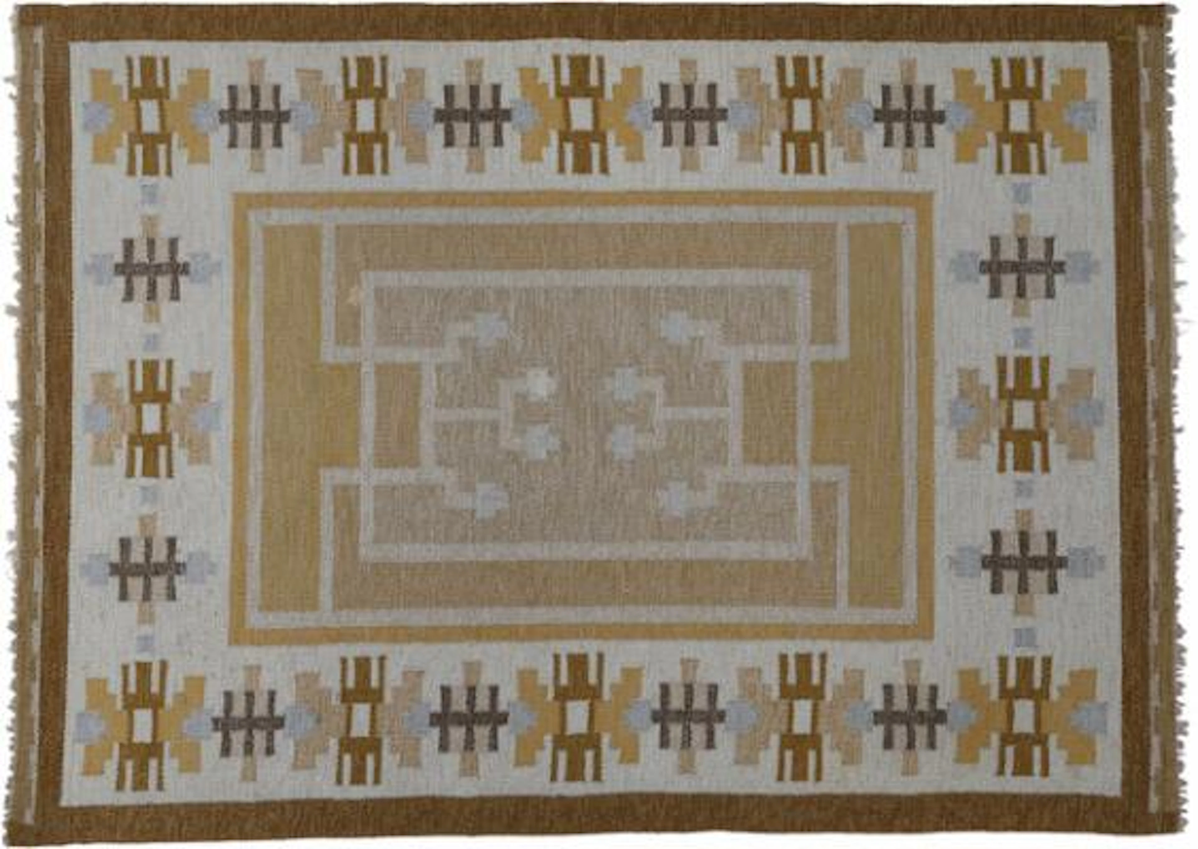 Ingegerd Silow: A handwoven wool carpet in "rölakan" flatweave technique.