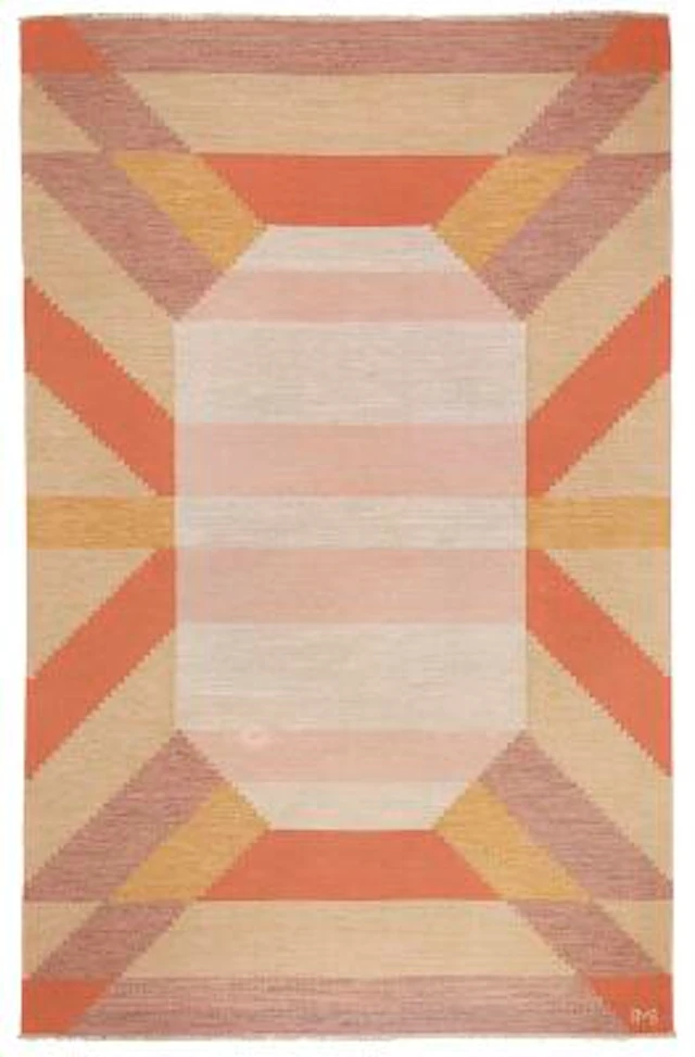 Anne-Marie Boberg: Handwoven wool carpet in "rölakan" flatweave technique.