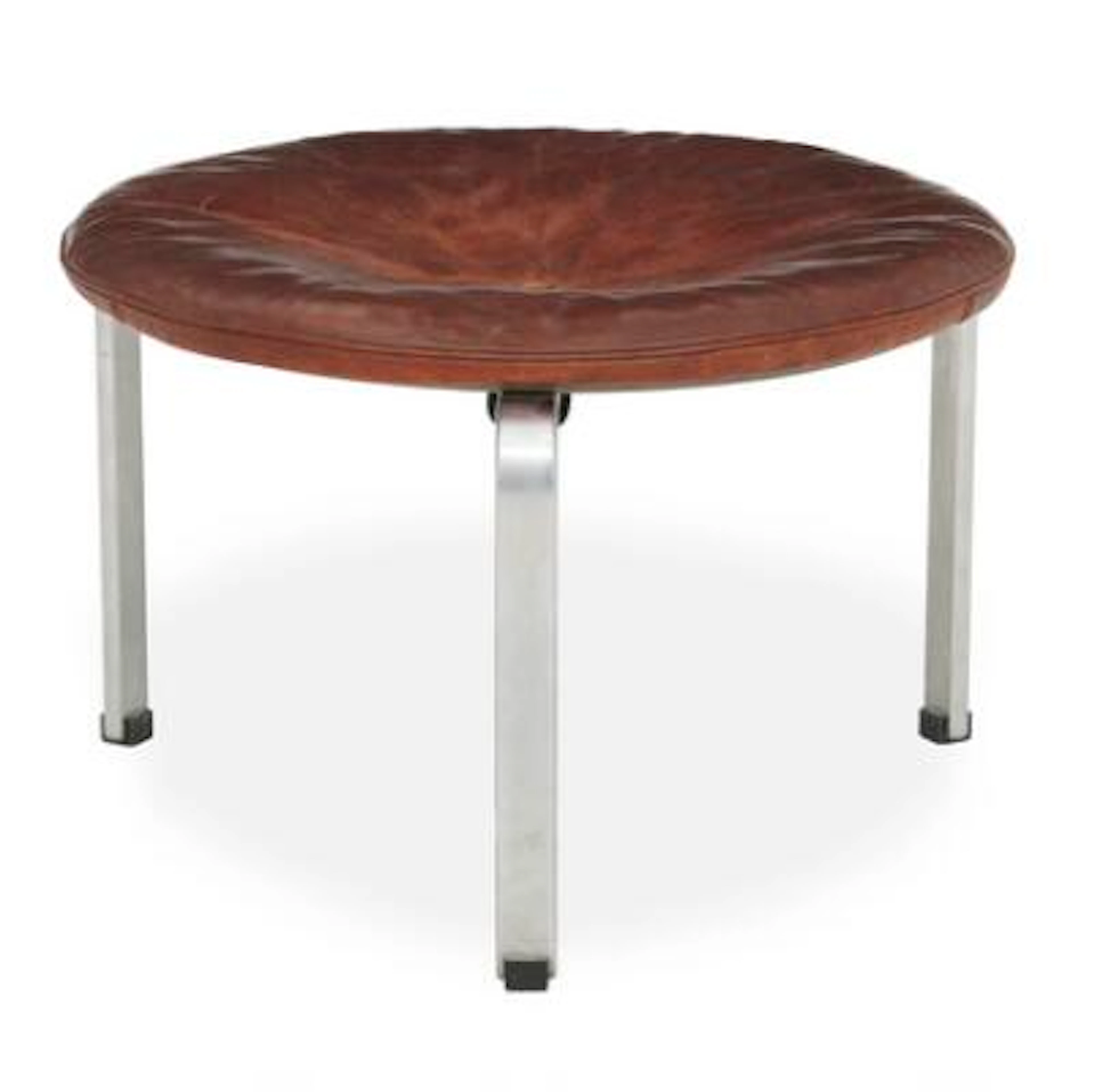 Poul Kjærholm: “PK 33”. Stool with steel frame. Circular cushion upholstered