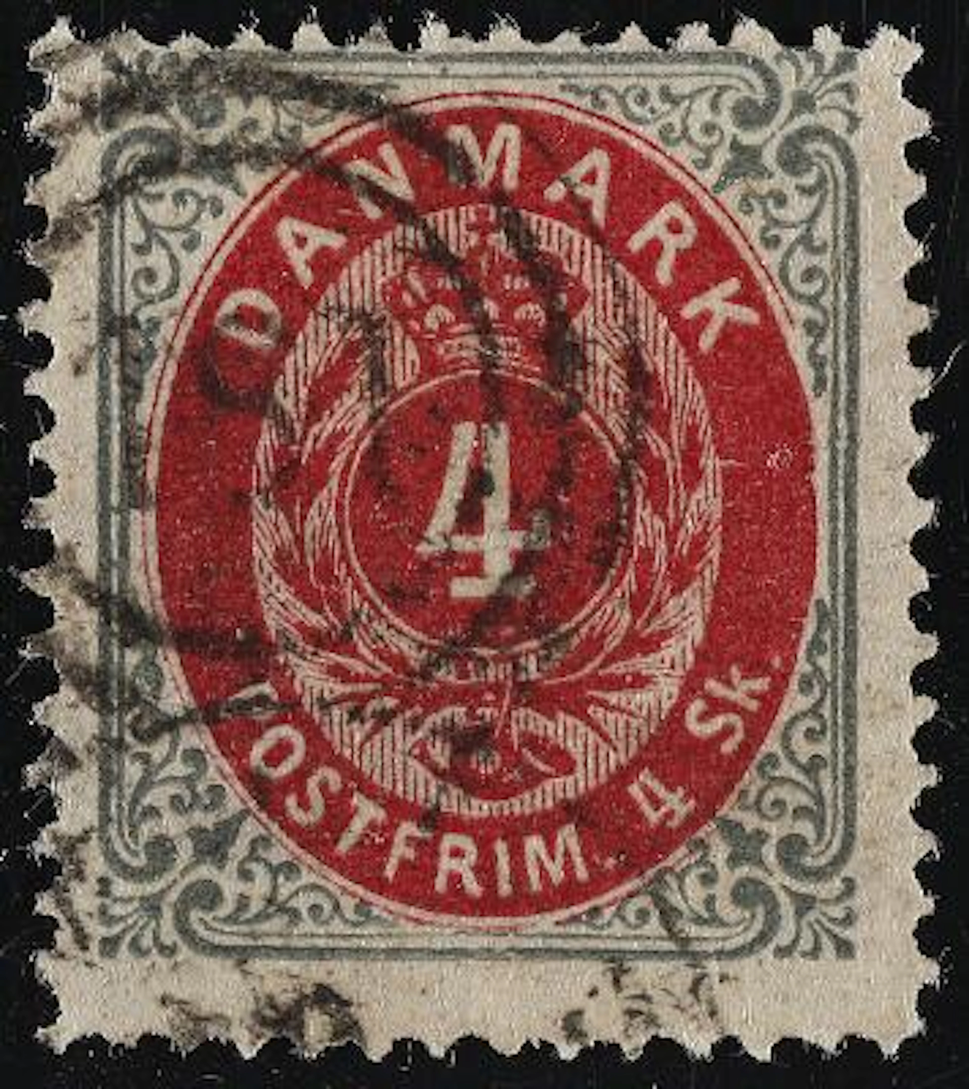 1870. 4 sk. 13.print, pos. A18 with INVERTED FRAME. Very rare stamp.