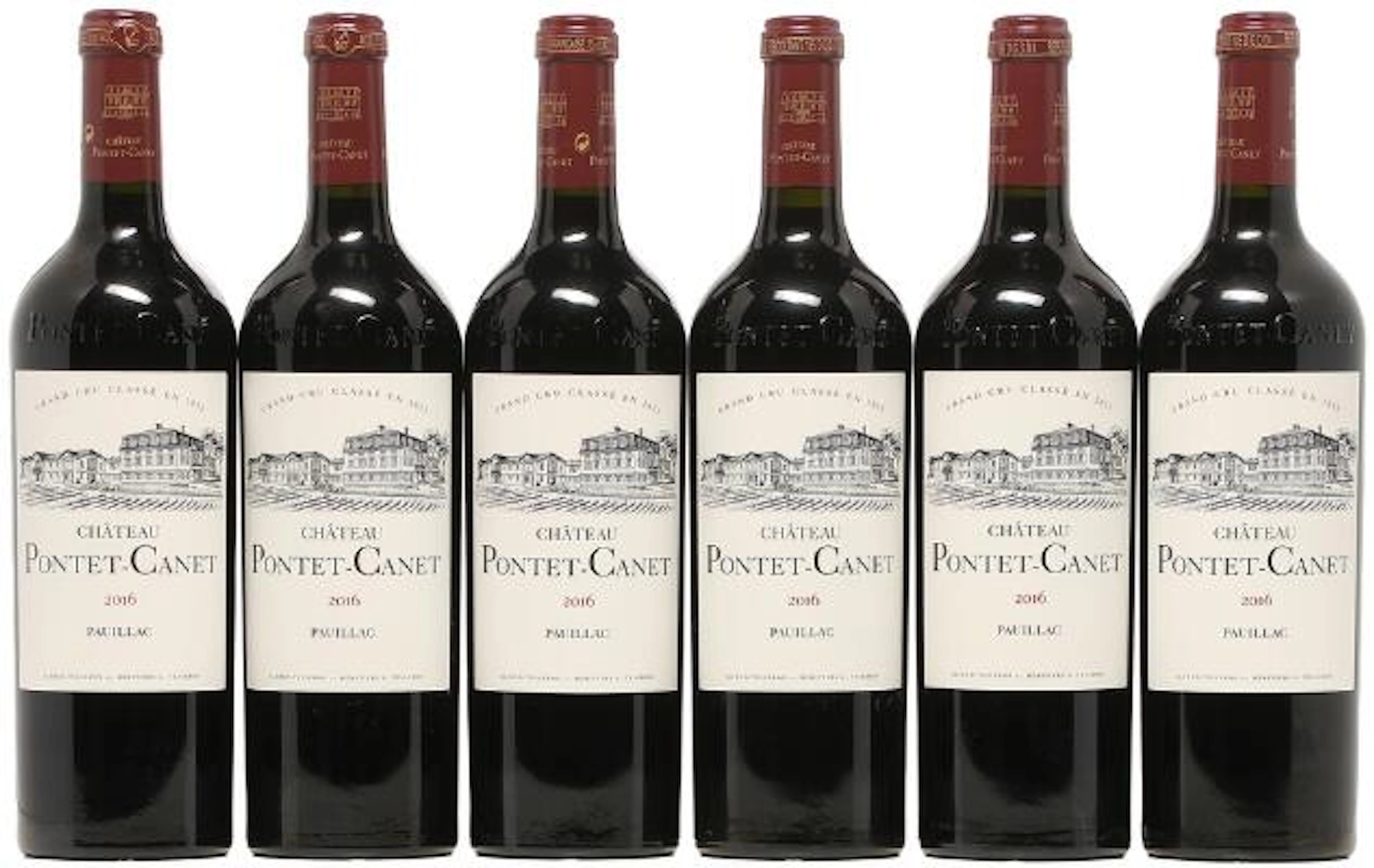 6 bts. Château Pontet Canet, Pauillac. 5. Cru Classé 2016 A (hf/in).