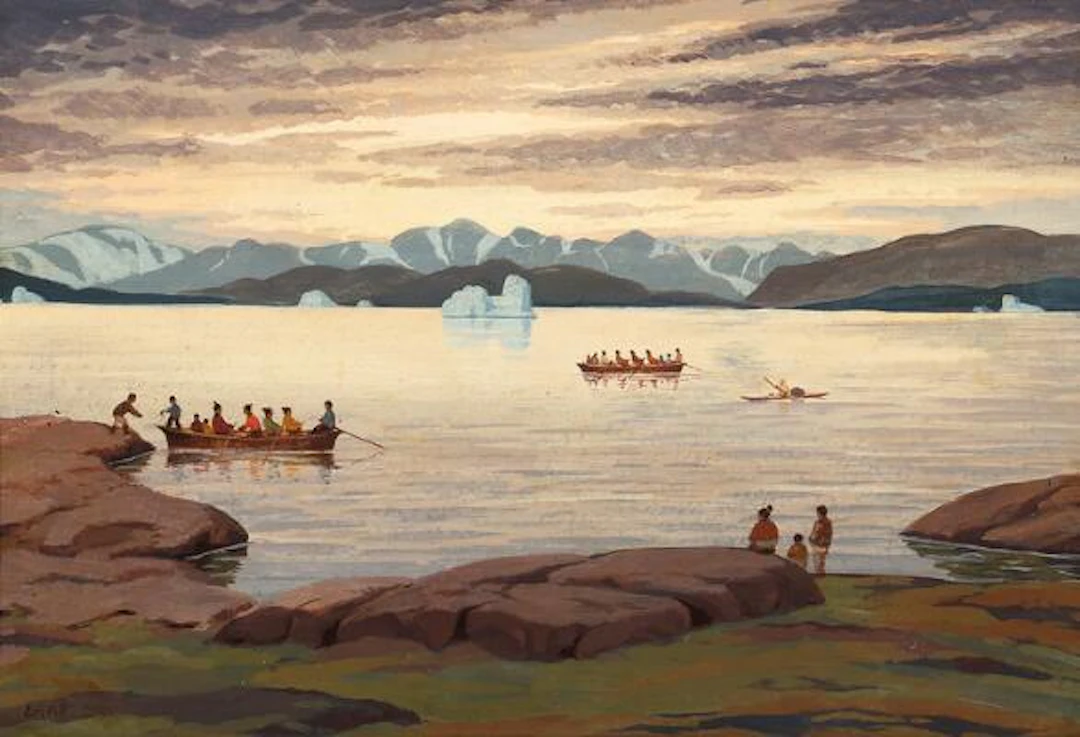 Emanuel A. Petersen: Costal view from Greenland. Signed Em. A. Petersen.