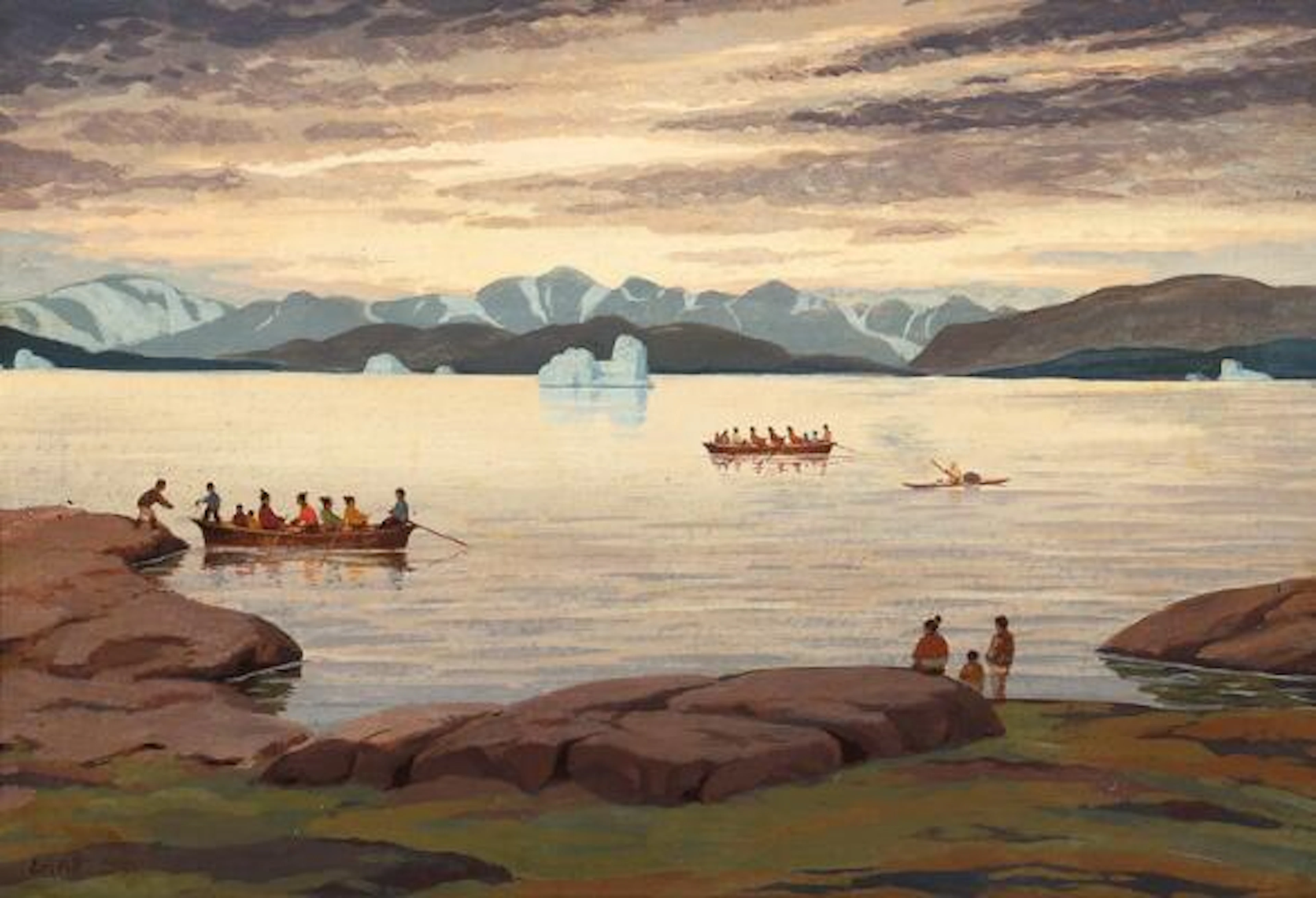 Emanuel A. Petersen: Costal view from Greenland. Signed Em. A. Petersen.