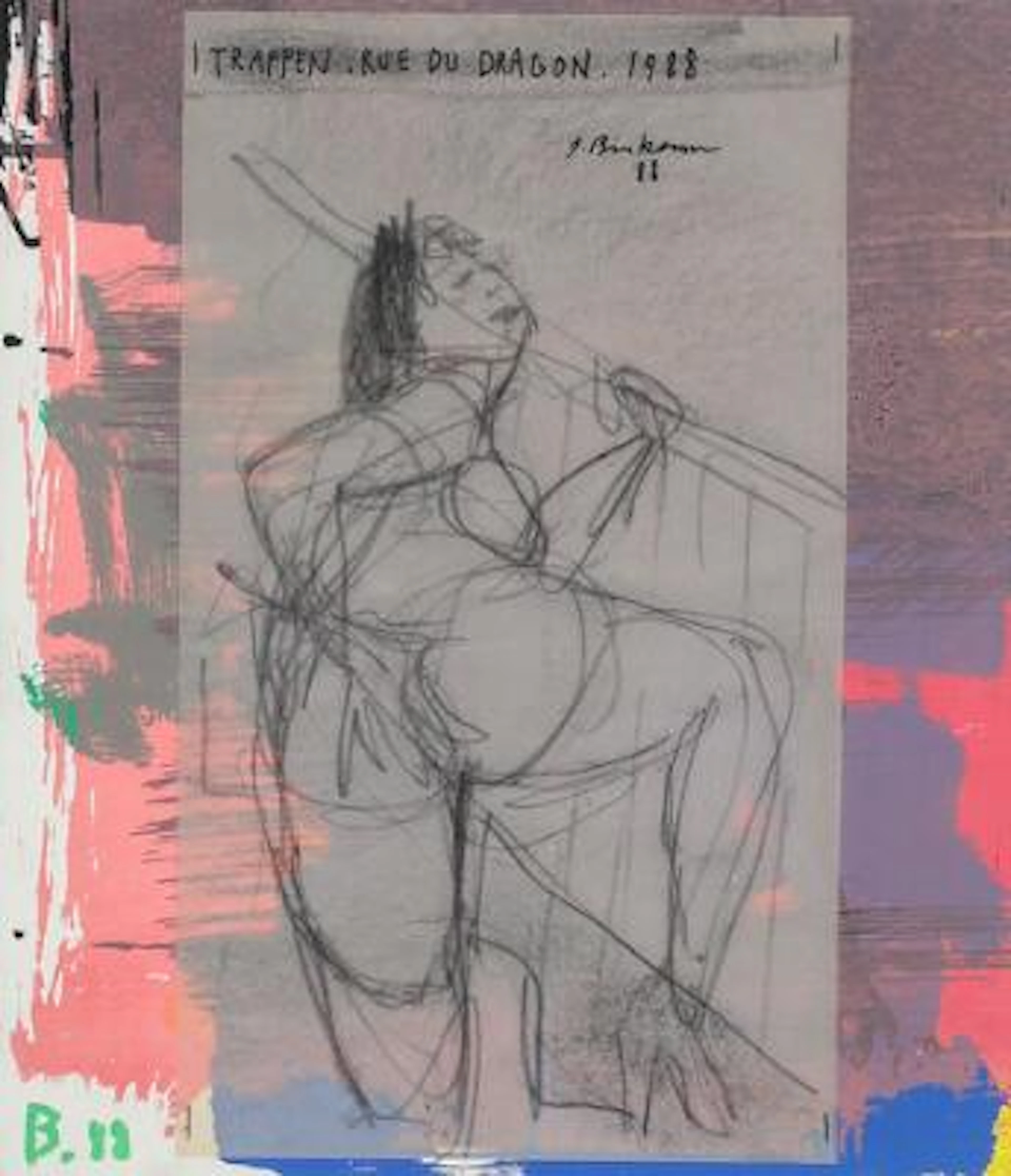 Jens Birkemose: "Trappen. Rue du dragon". Signed. Pencil, ink, watercolour