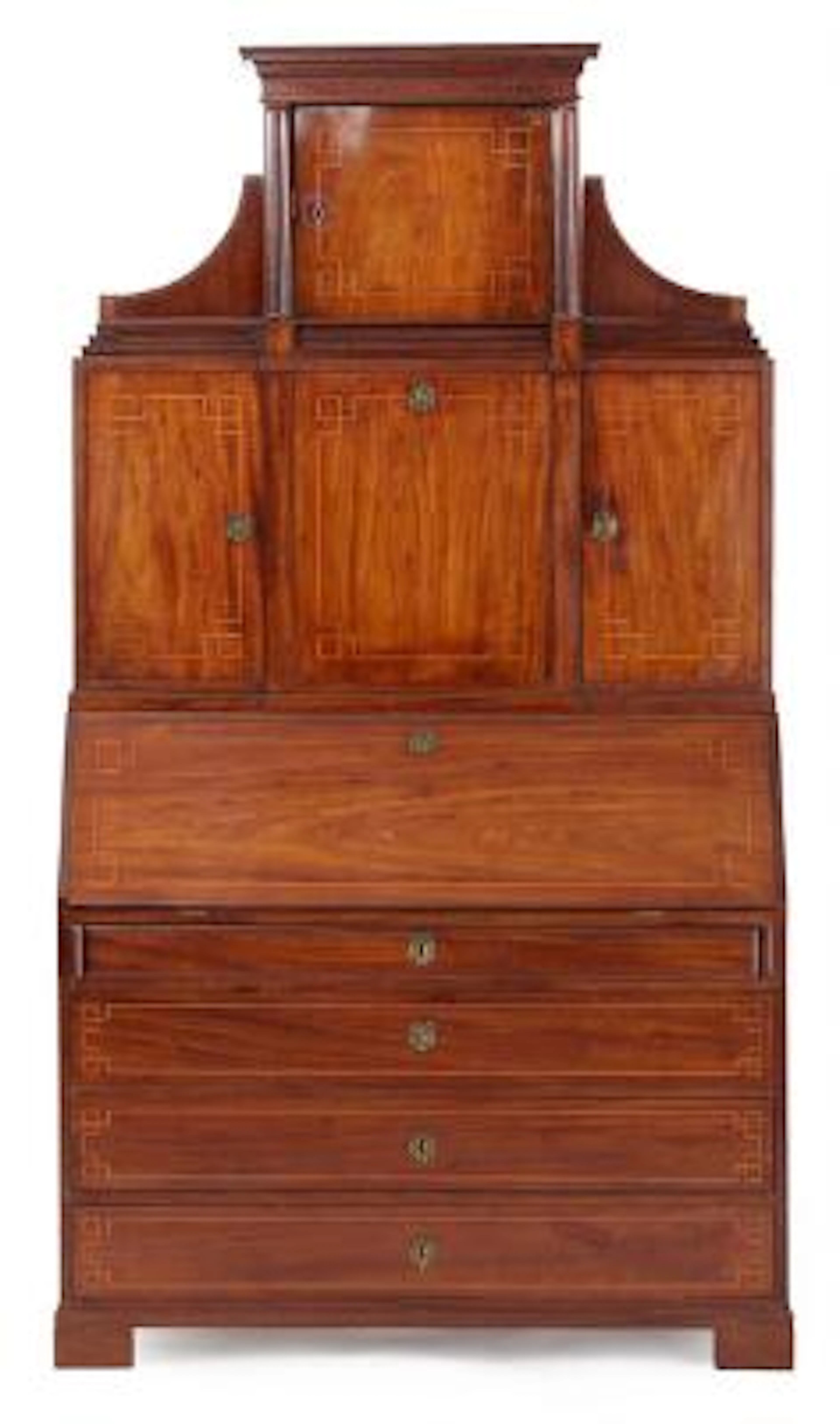 A Danish Empire bureau cabinet in mahogany, inlaid with light wood.