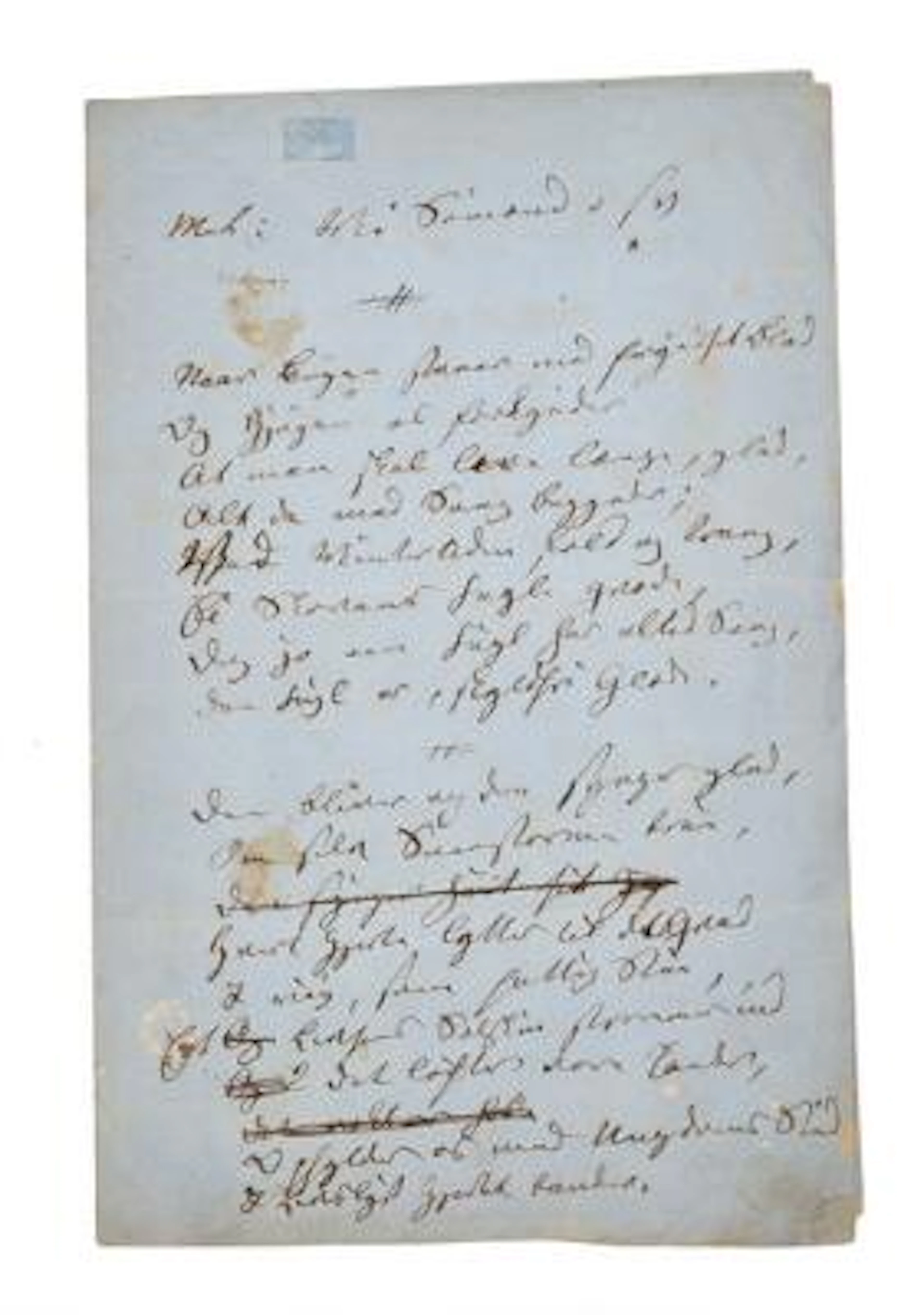 Hans Christian Andersen: Handwritten manuscript to 'Ved festballet