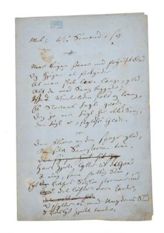 Hans Christian Andersen: Handwritten manuscript to 'Ved festballet