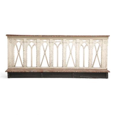 A Biedermeier balustrade of painted wood, decorated with 'faux marble'.