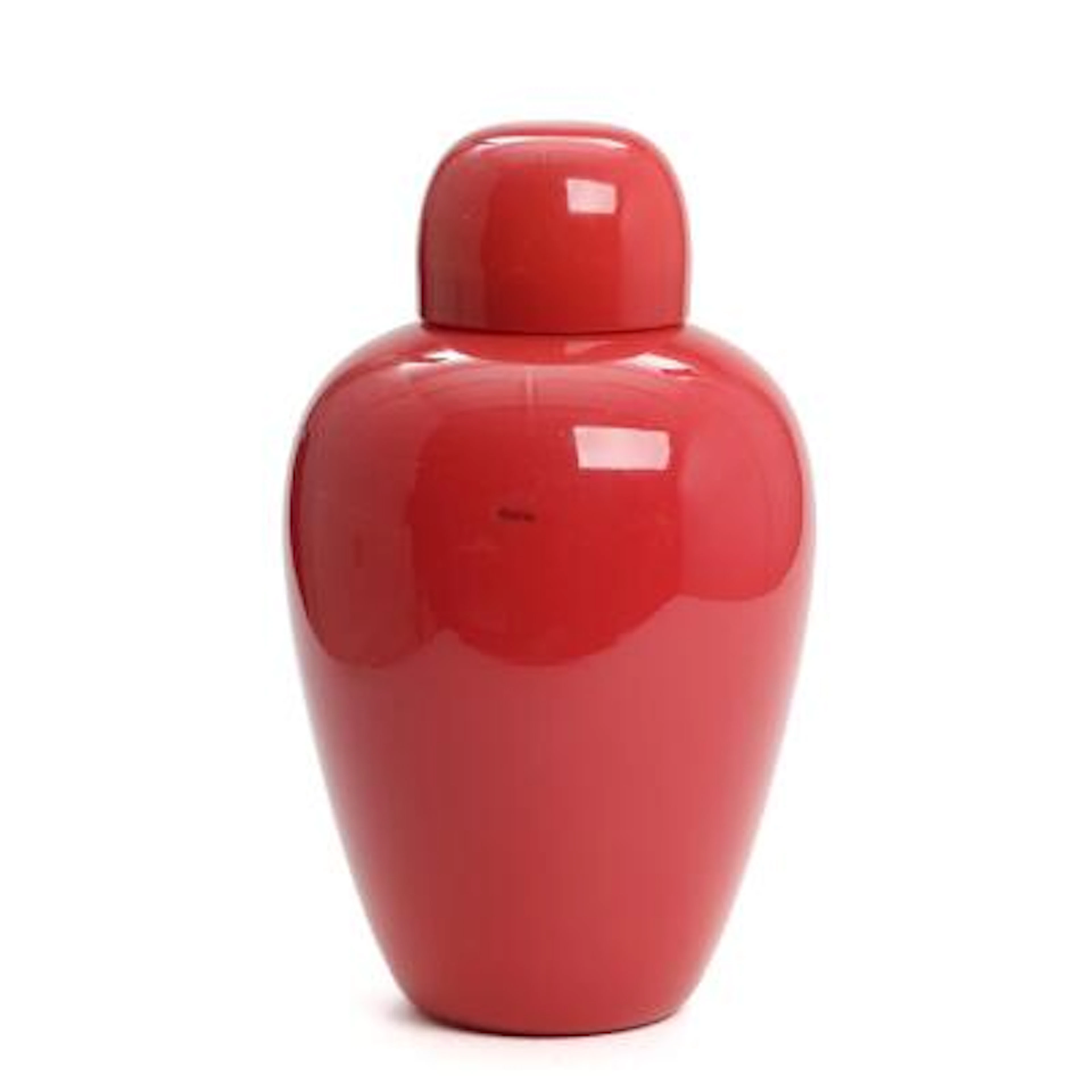 Tobia Scarpa: "Tomba". Lidded vase of red glass. Made and signed by