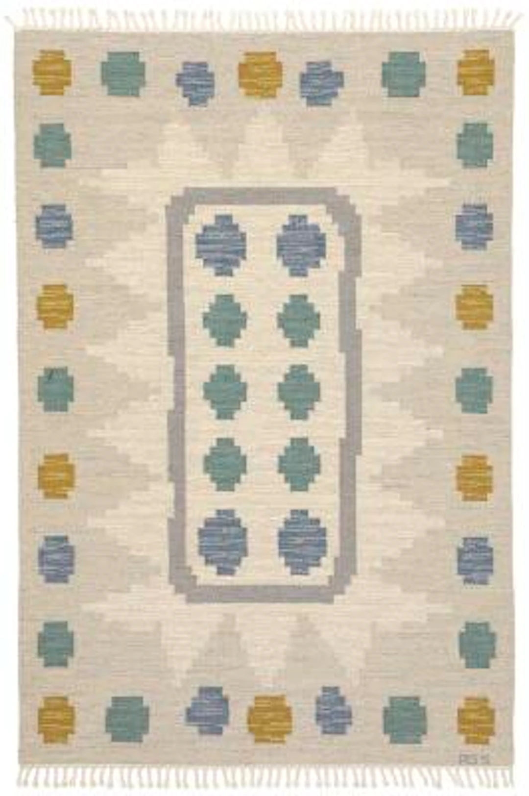 Anna-Greta Sjöqvist: Handwoven wool carpet in "rölakan" flatweave