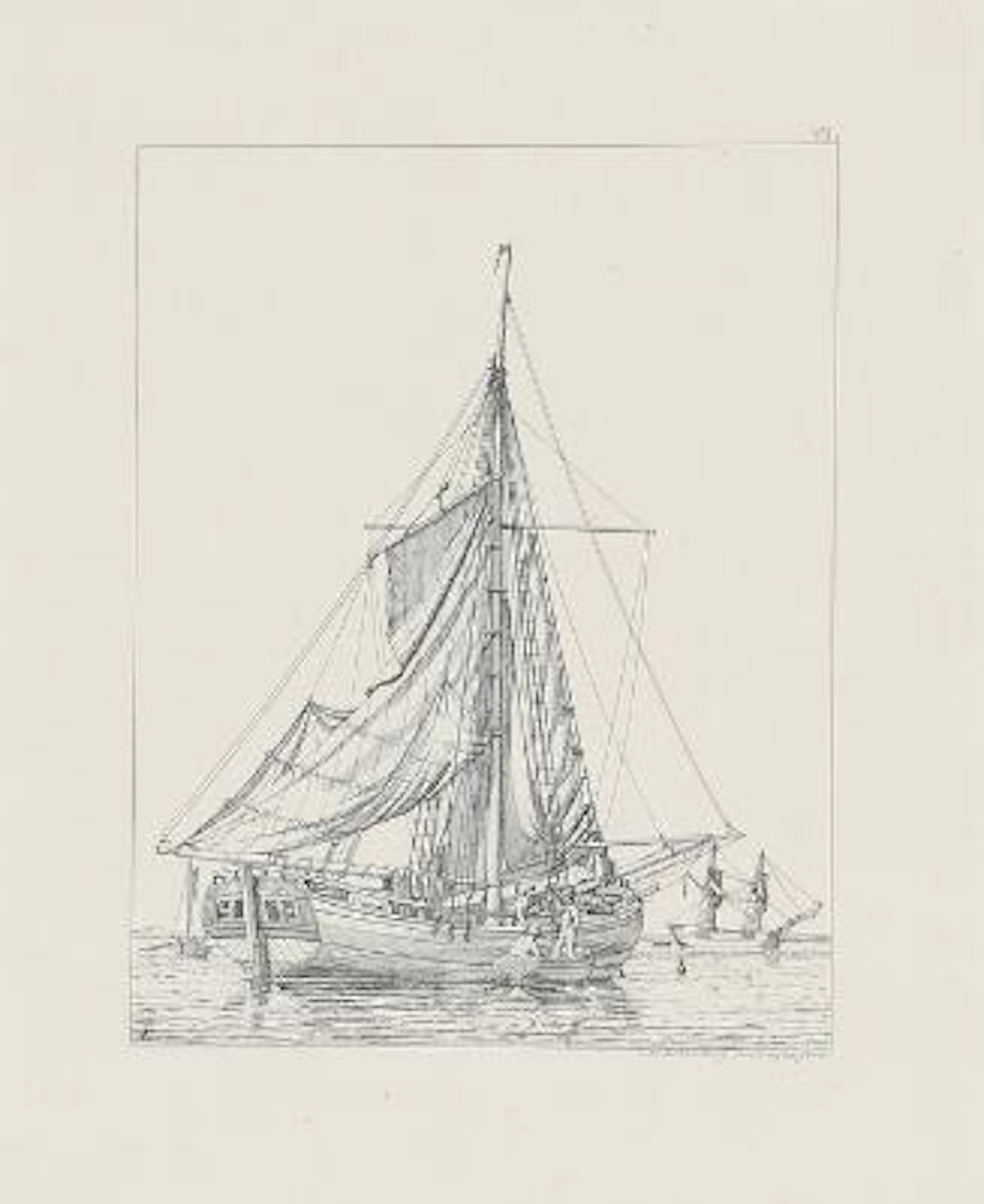 C. W. Eckersberg: A Danish yacht drying sails in calm weather. 1831.
