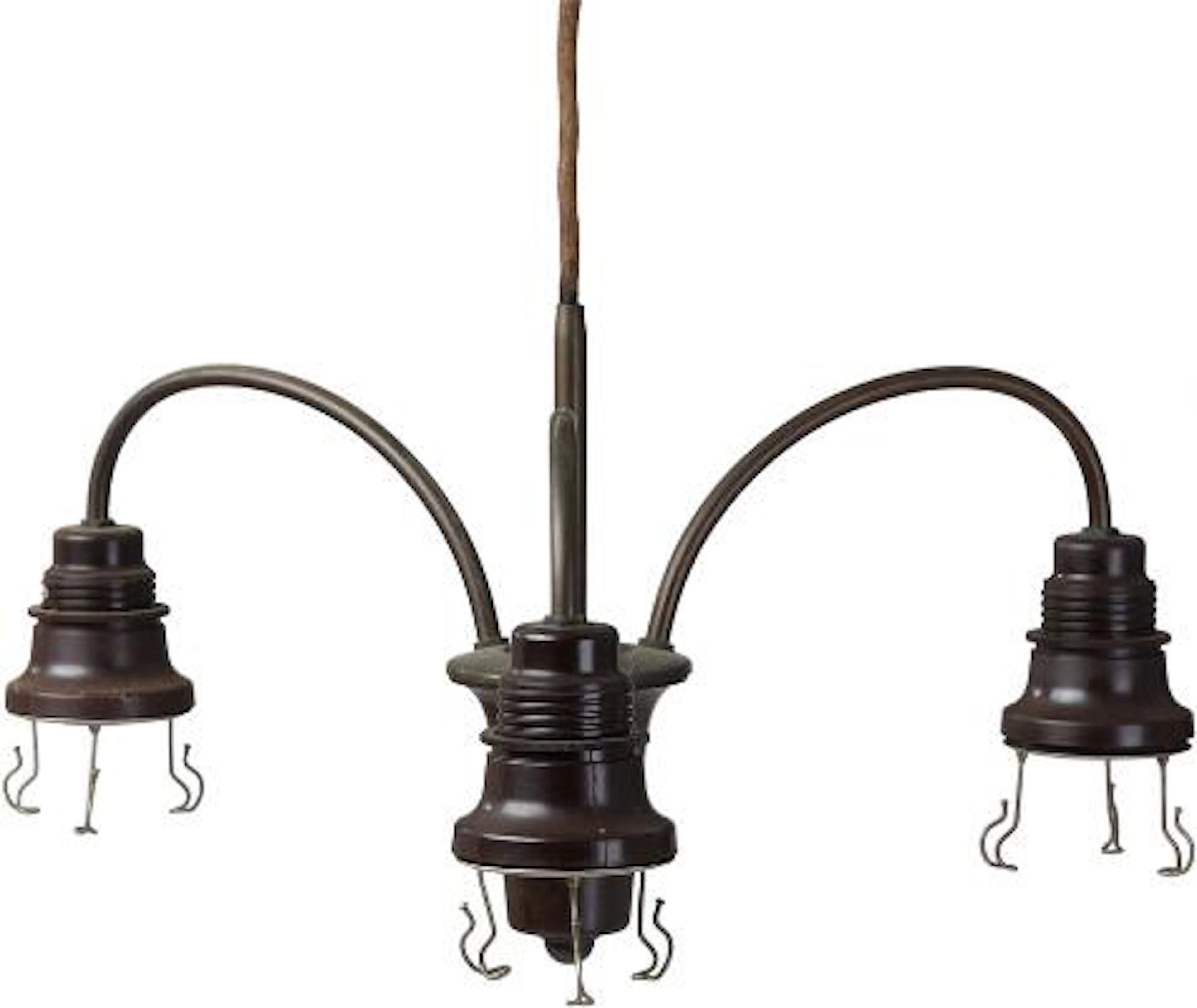 Poul Henningsen: "PH-2/2". "Cascade". Browned brass three arm chandelier