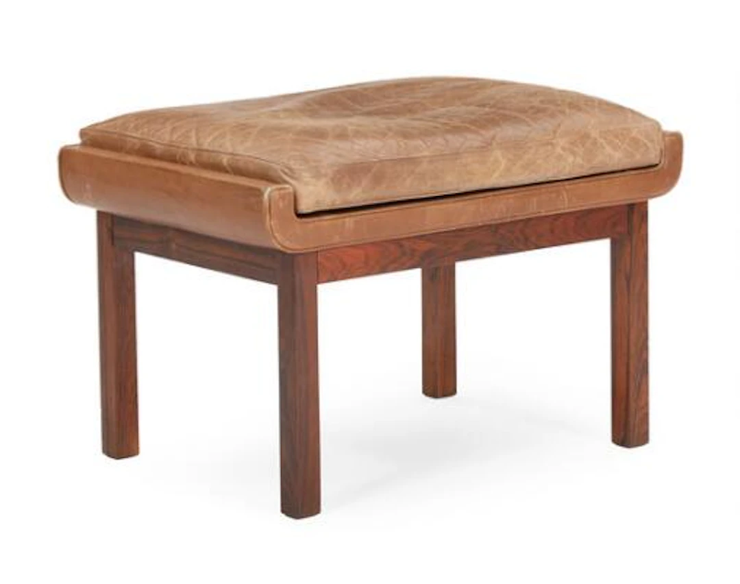 Danish furniture design: Stool with rosewood frame, upholstered with
