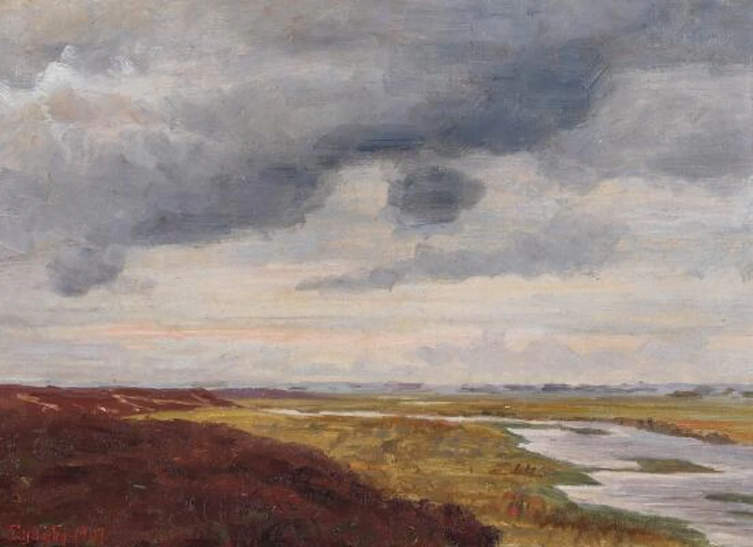 Christen Lyngbo: Heath landscape. Signed and dated Lyngbo 1907. Oil