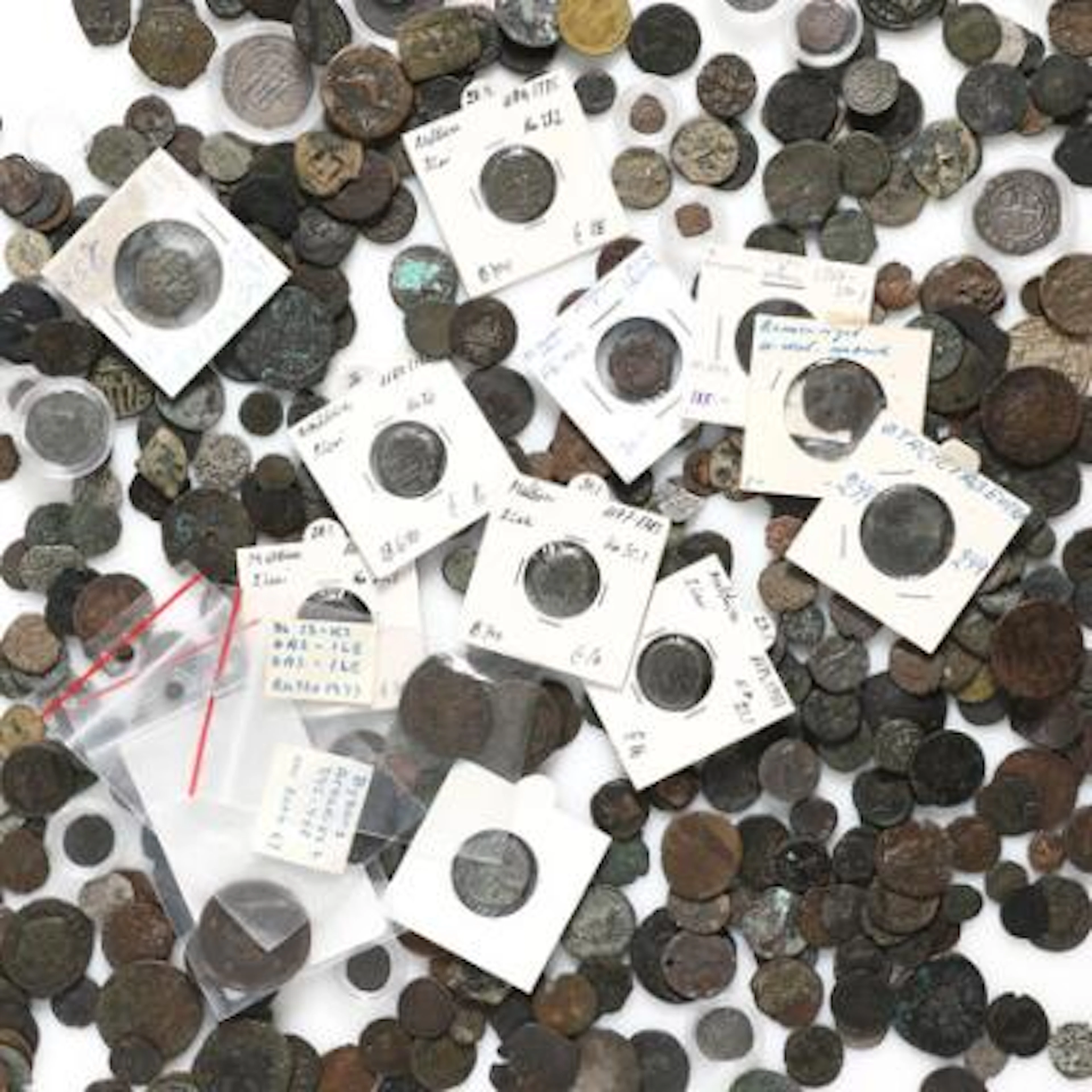Box containing a large quantity of older coins from the Middle East