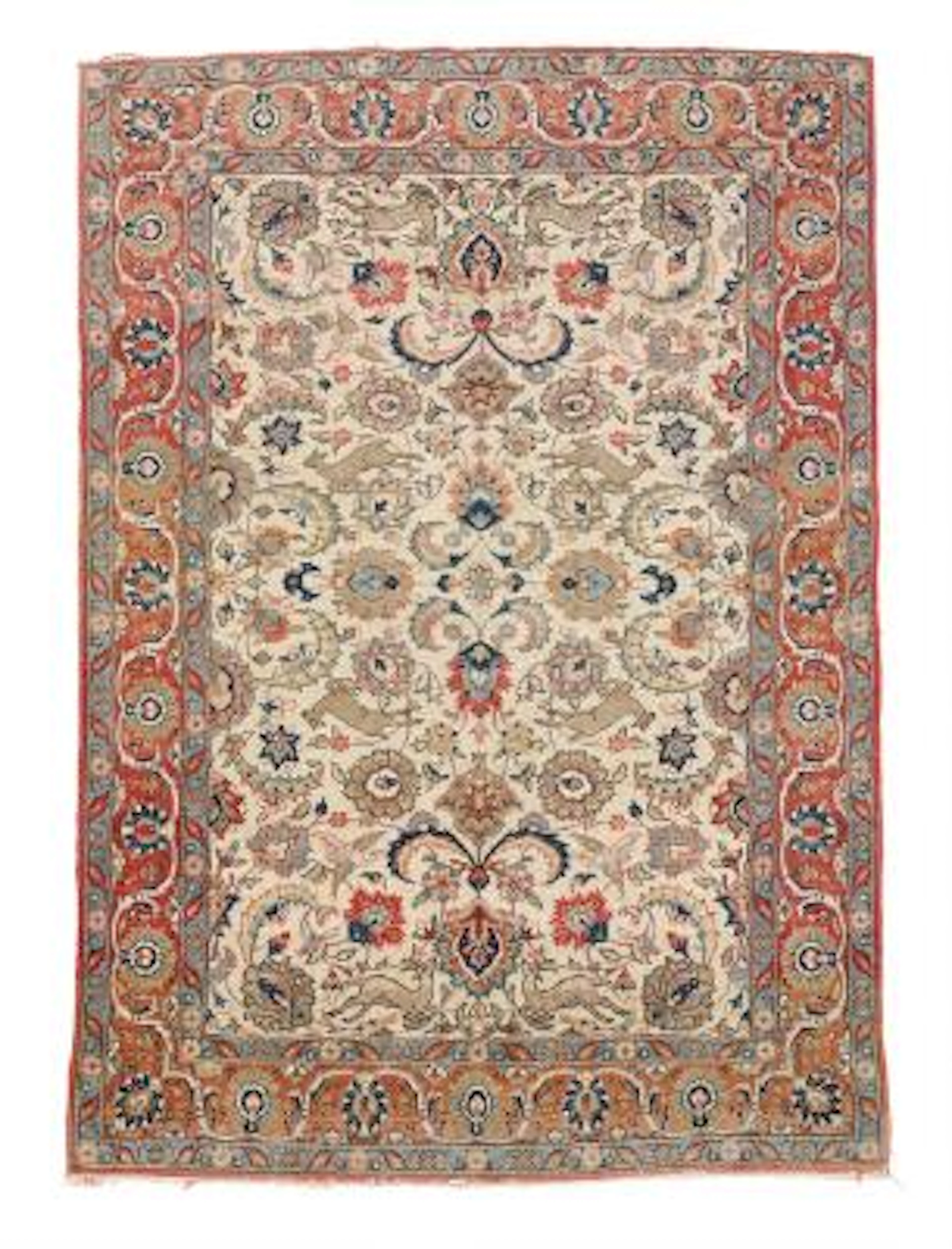 Qum rug, Persia, classical design with animals, flowers and foliage