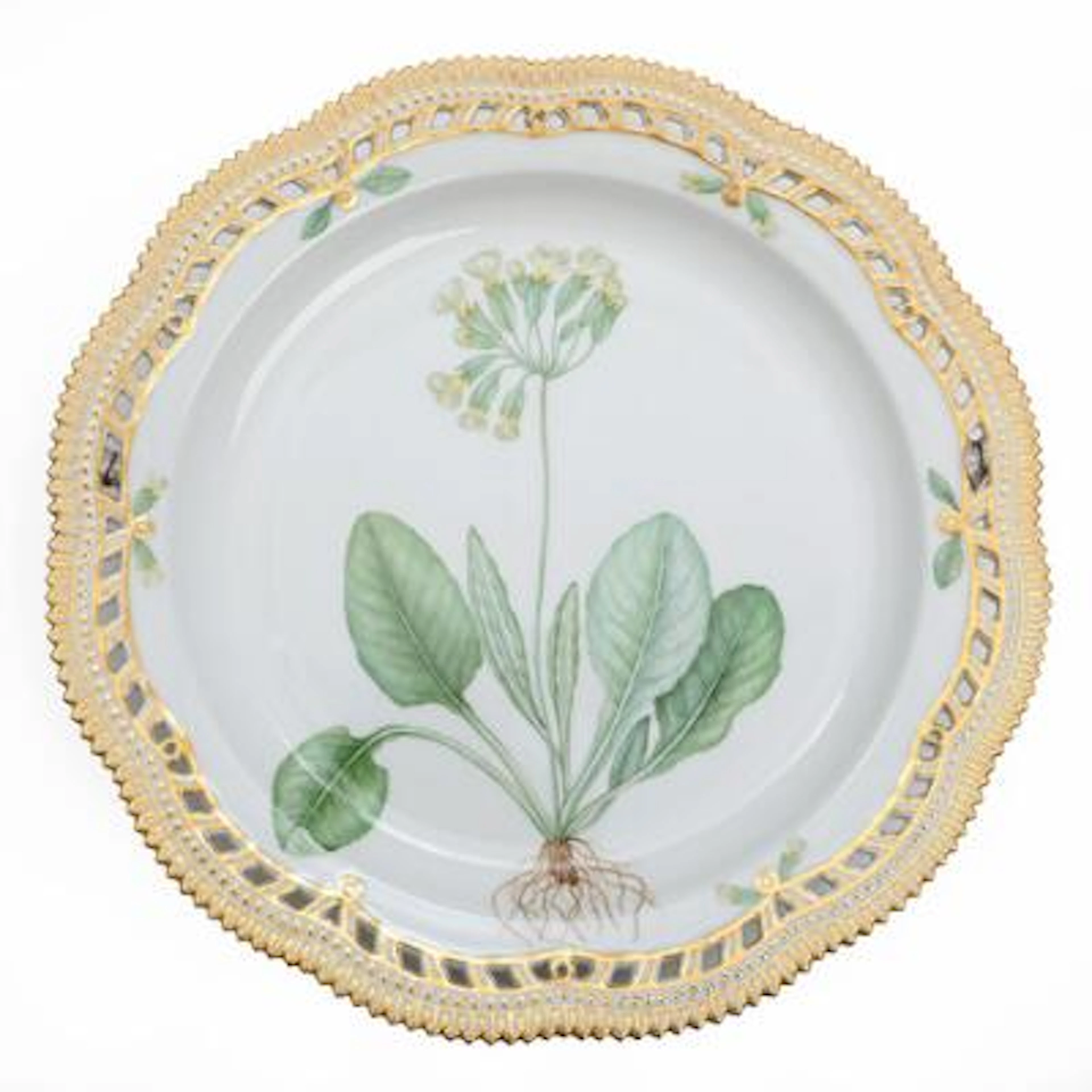 "Flora Danica". Porcelain dish, decorated in colours and gold with