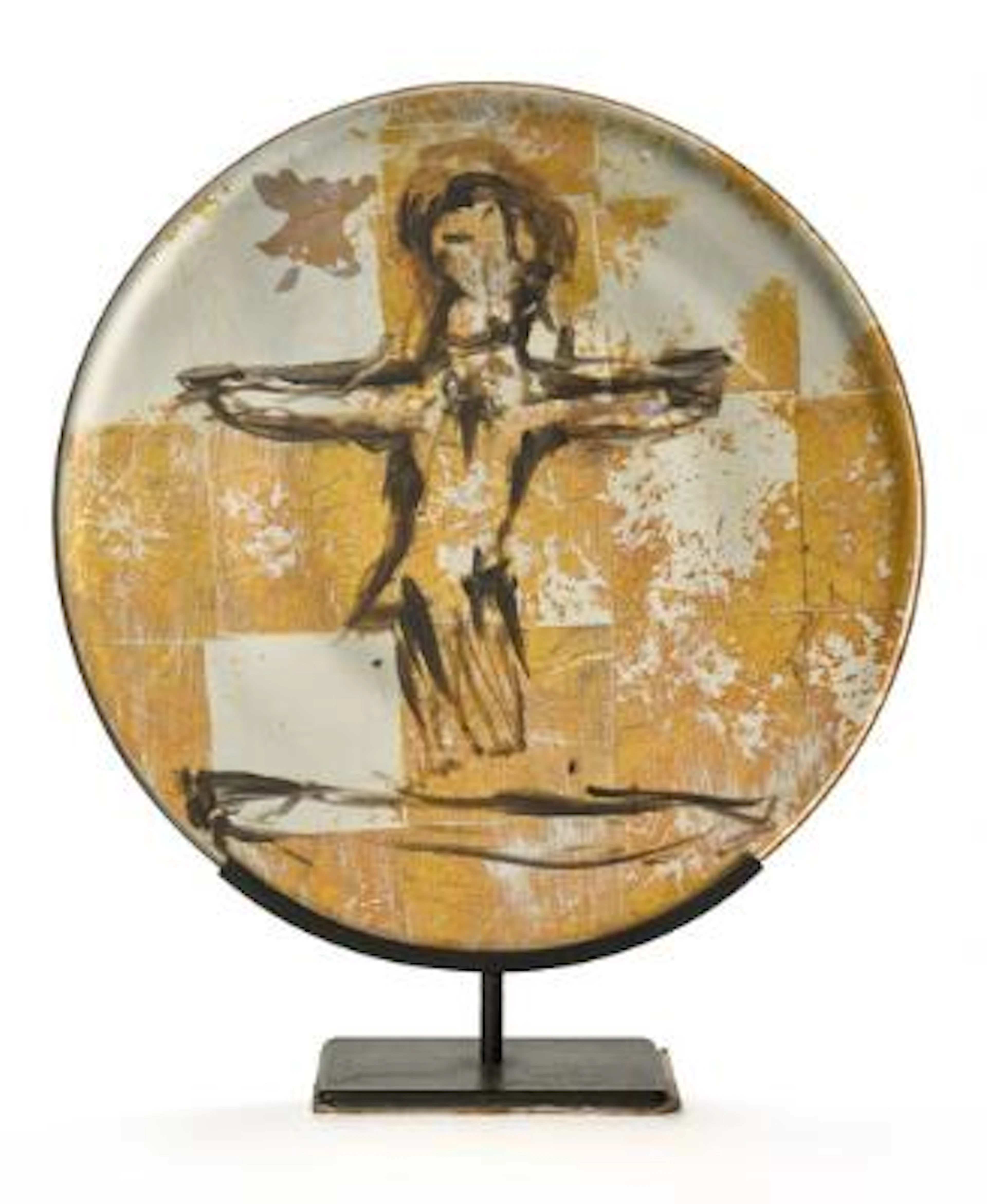 Peter Brandes: Untitled. Unsigned. Coloured and painted glass. Metal
